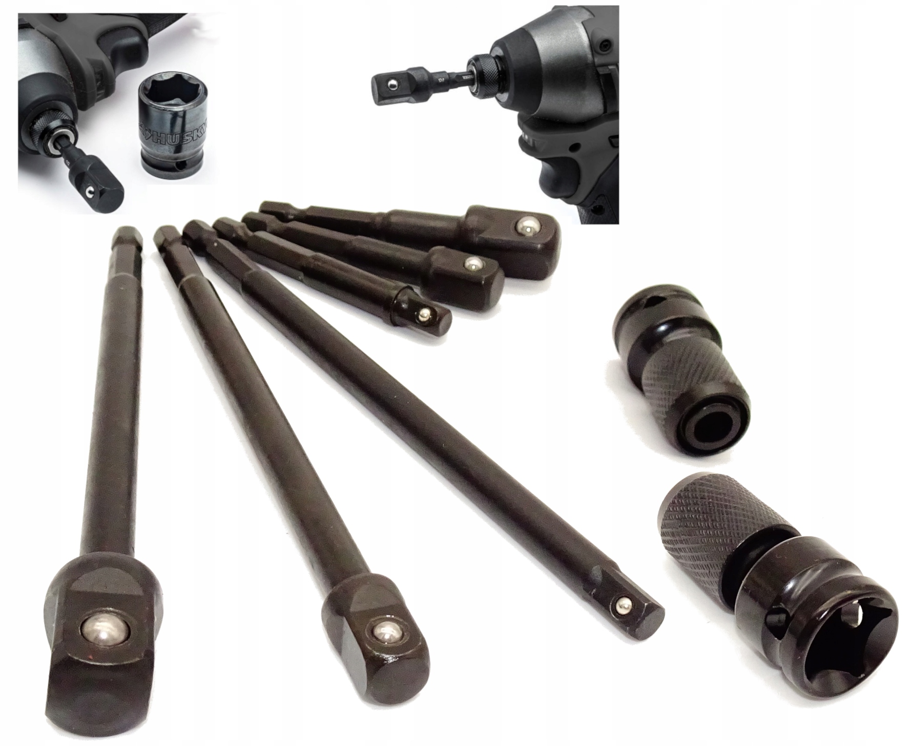 

Adaptery udarowe Hex 1/4, 1/2, 3/8, 7 sztuk Zestaw