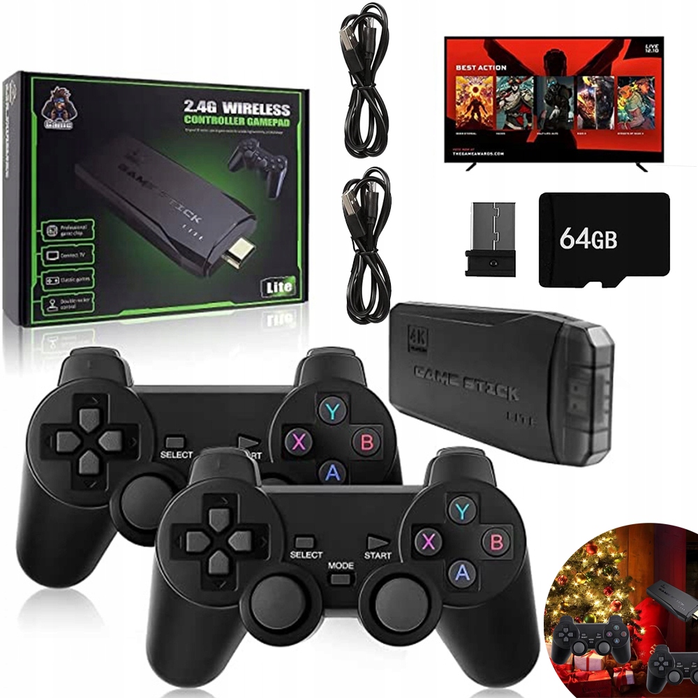 Gra Telewizyjna 20000+ Gier Retro Mini Konsola Bezprzewodowa Tv Hdmi 64GB