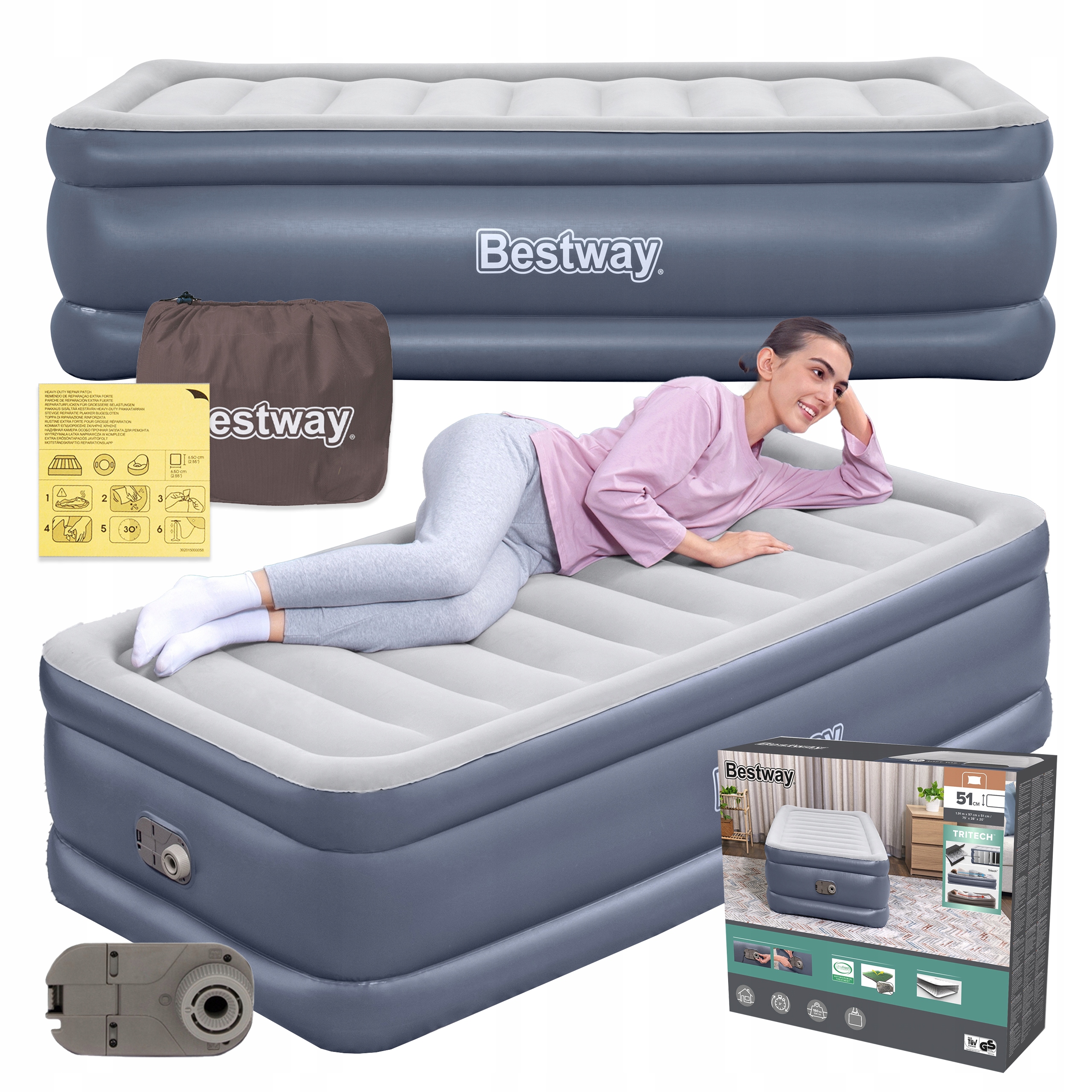 Matrace Nafukovací Velurová Postel 1 os S Pumpičkou 230v Bestway 6713G model 2026