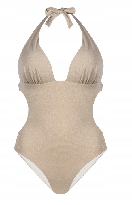Feba Béžové lesklé push-up monokiny FL25/641L Lurex vel. L