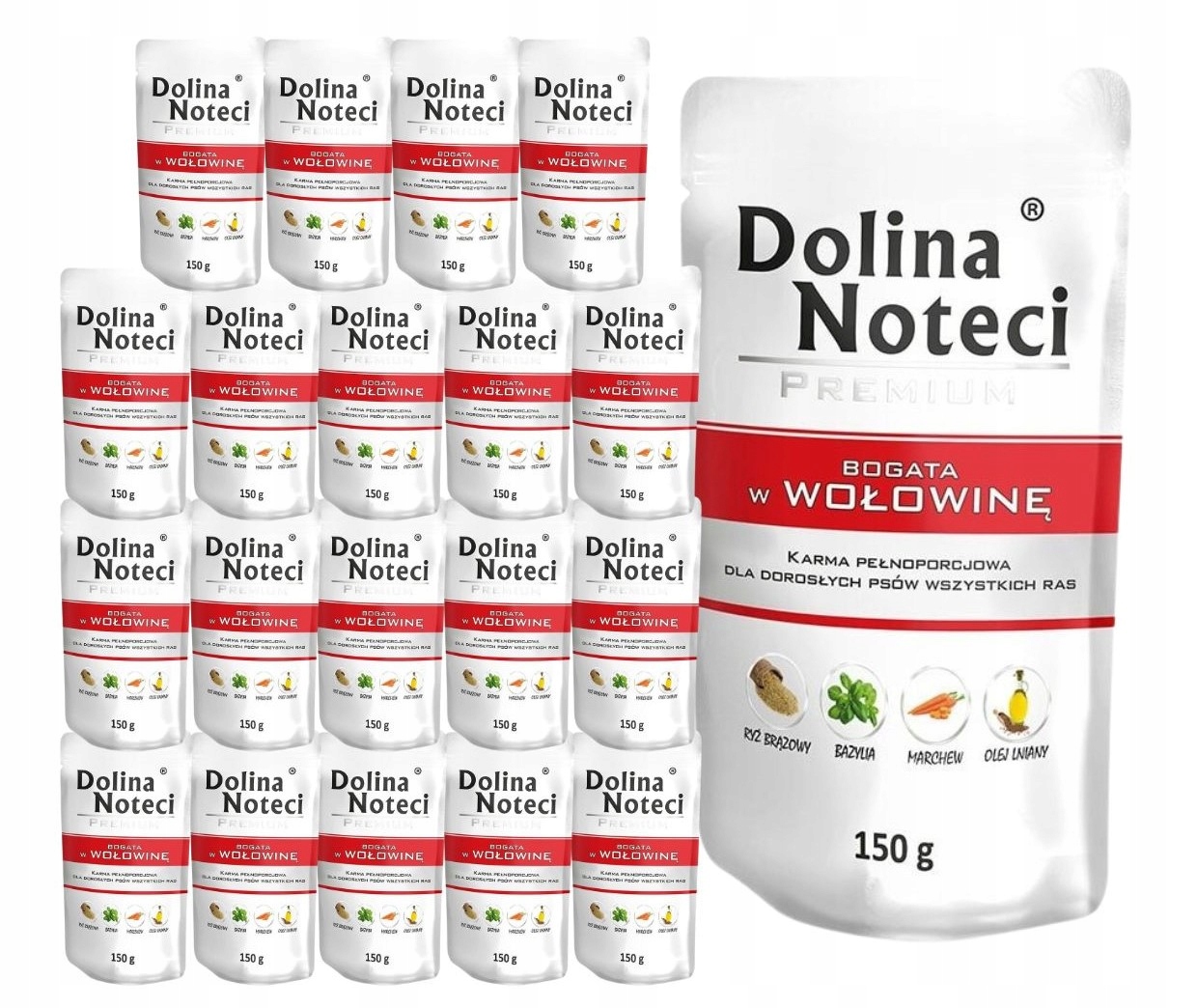 Levně Dolina Noteci Premium vlhké krmivo pro psy bohaté na hovězí maso 20x150 g
