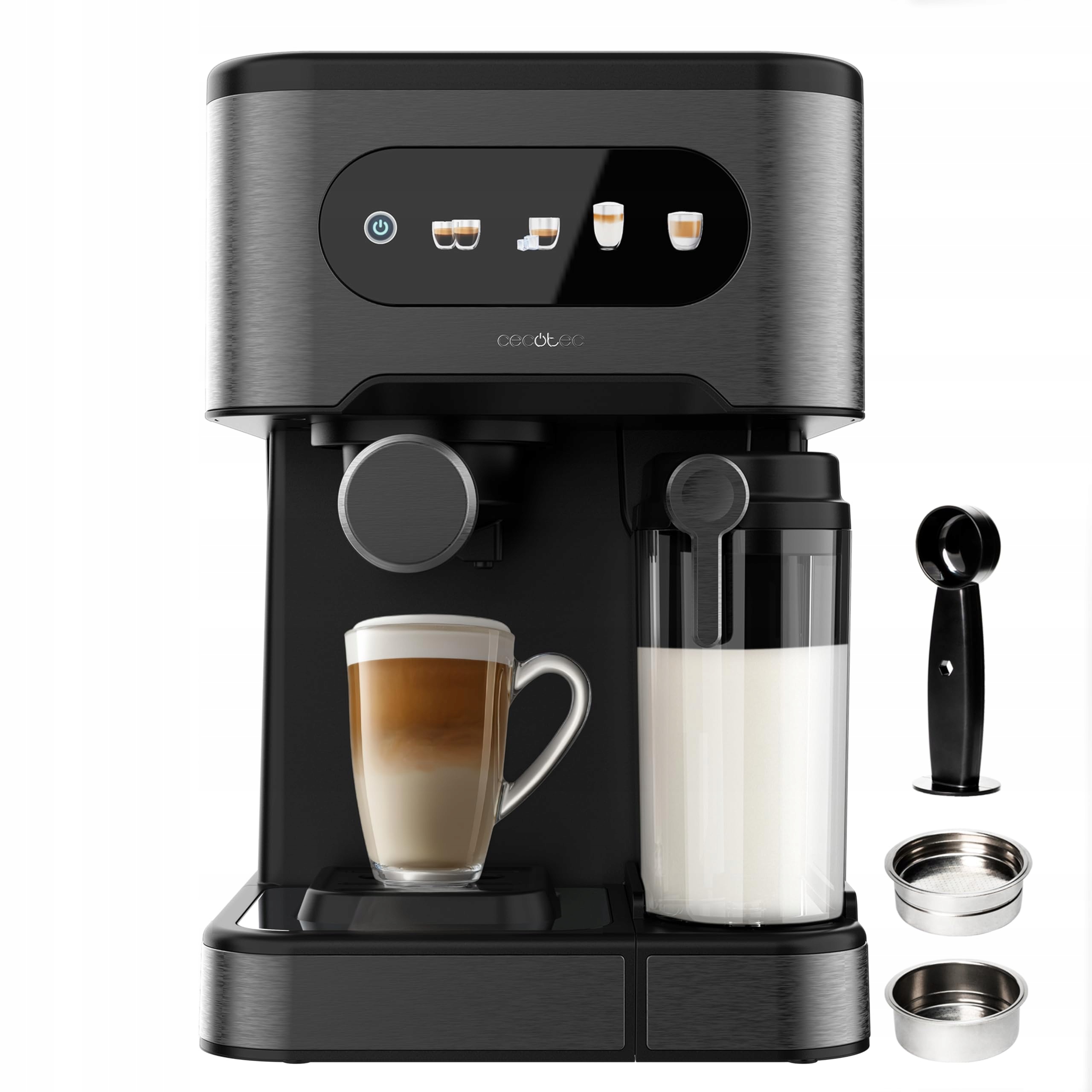 Cecotec Espresso kávovar 1350 W, 20 bar, tmavá ocel