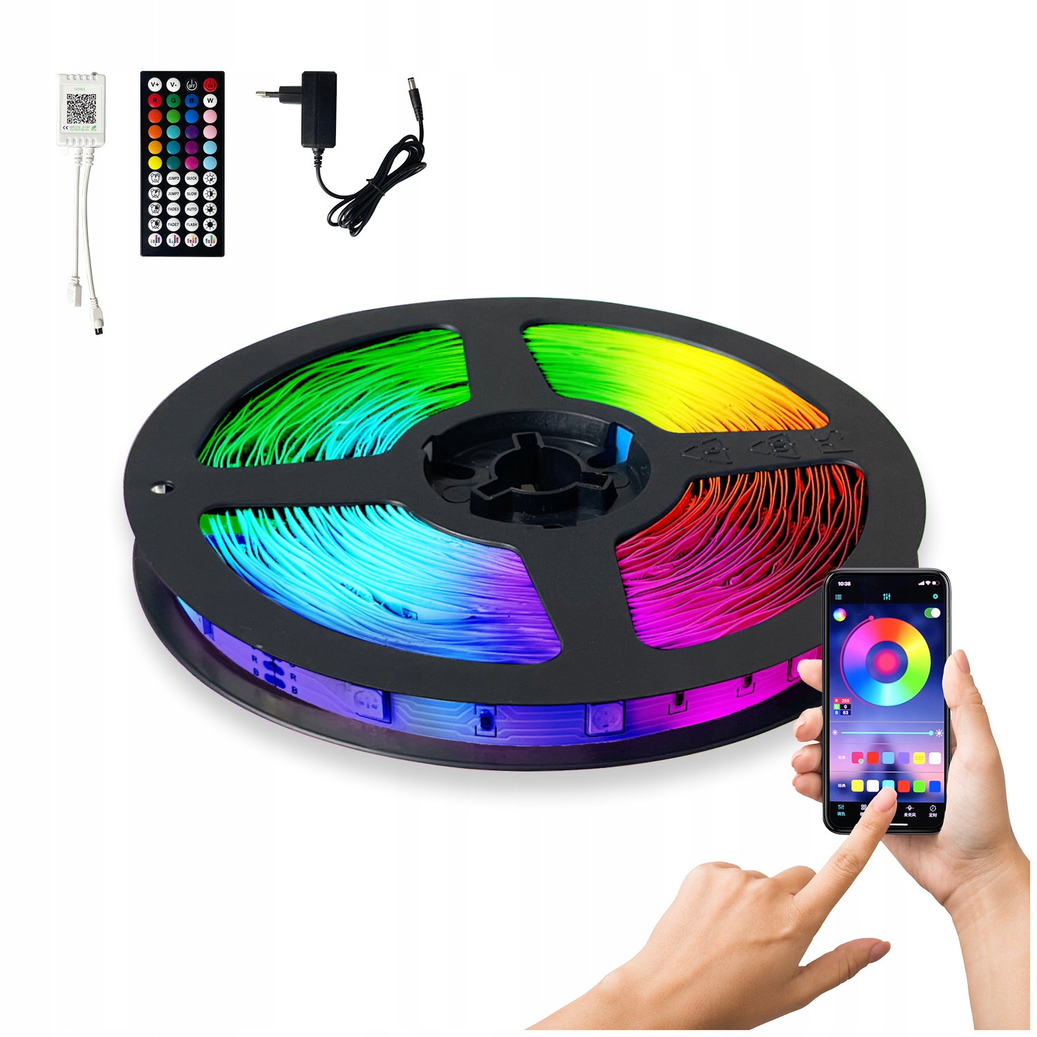 Taśma 5m Kolorowa Led Rgb Smart Aplikacja Miganie w Rytm Muzyki pilot