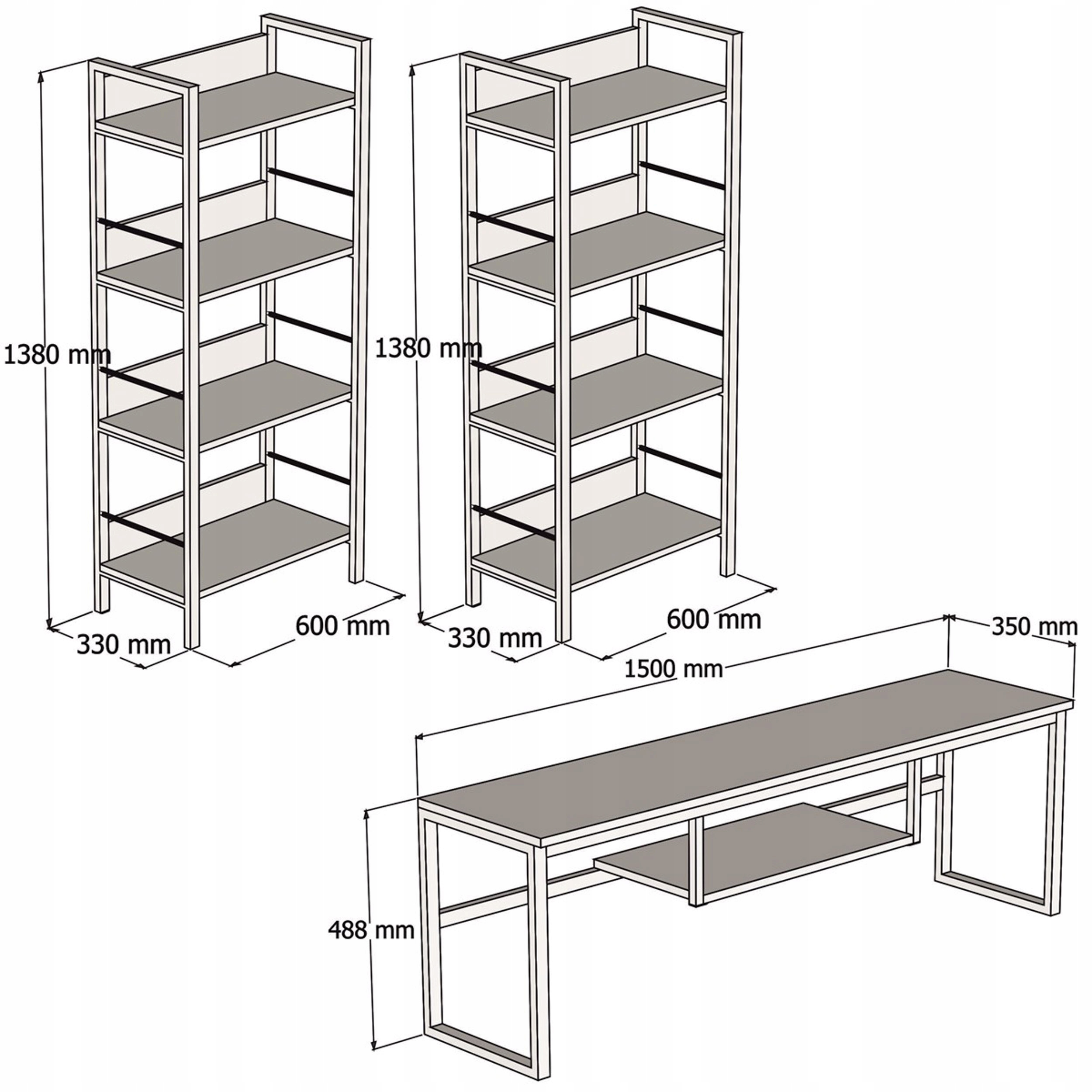 Zestaw RTV TREND Podwójny SHELFED biała Waga produktu z opakowaniem jednostkowym 5.9 kg