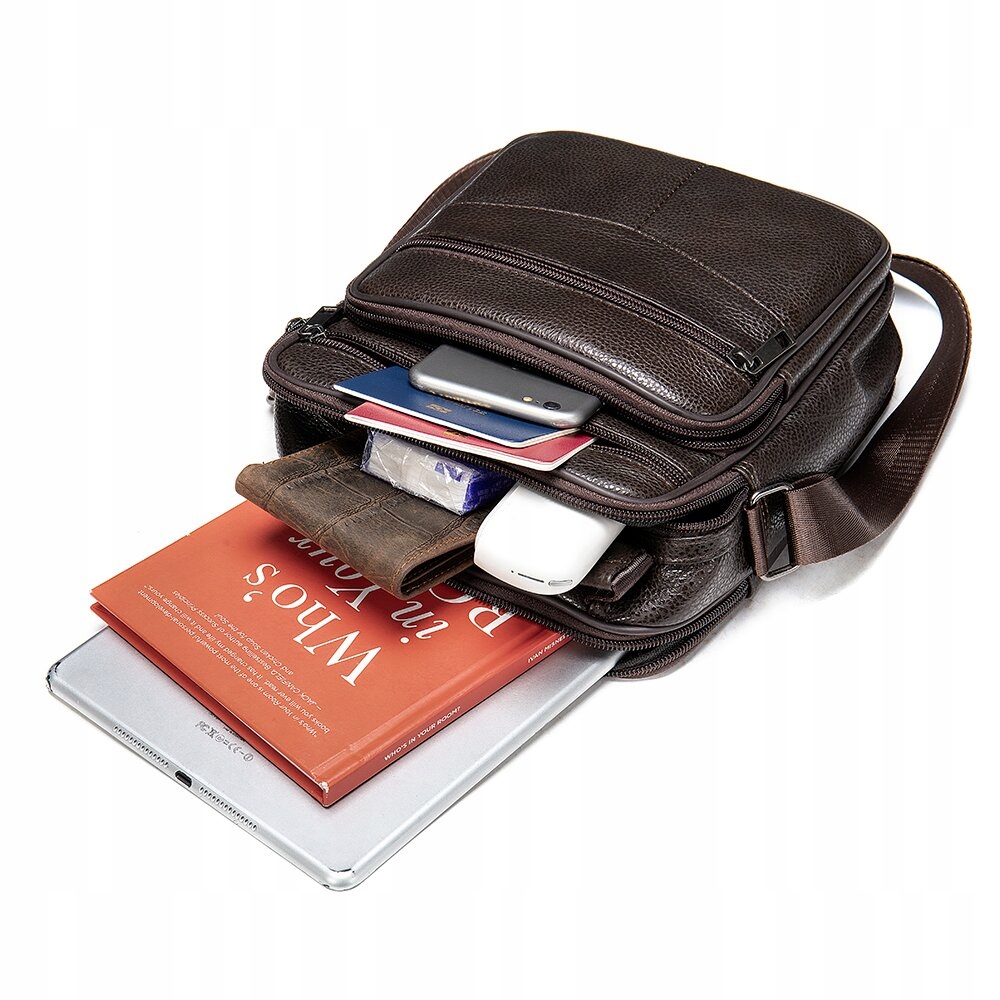 Skórzana torba męska z przegrodami i paskiem Kolekcja 2022