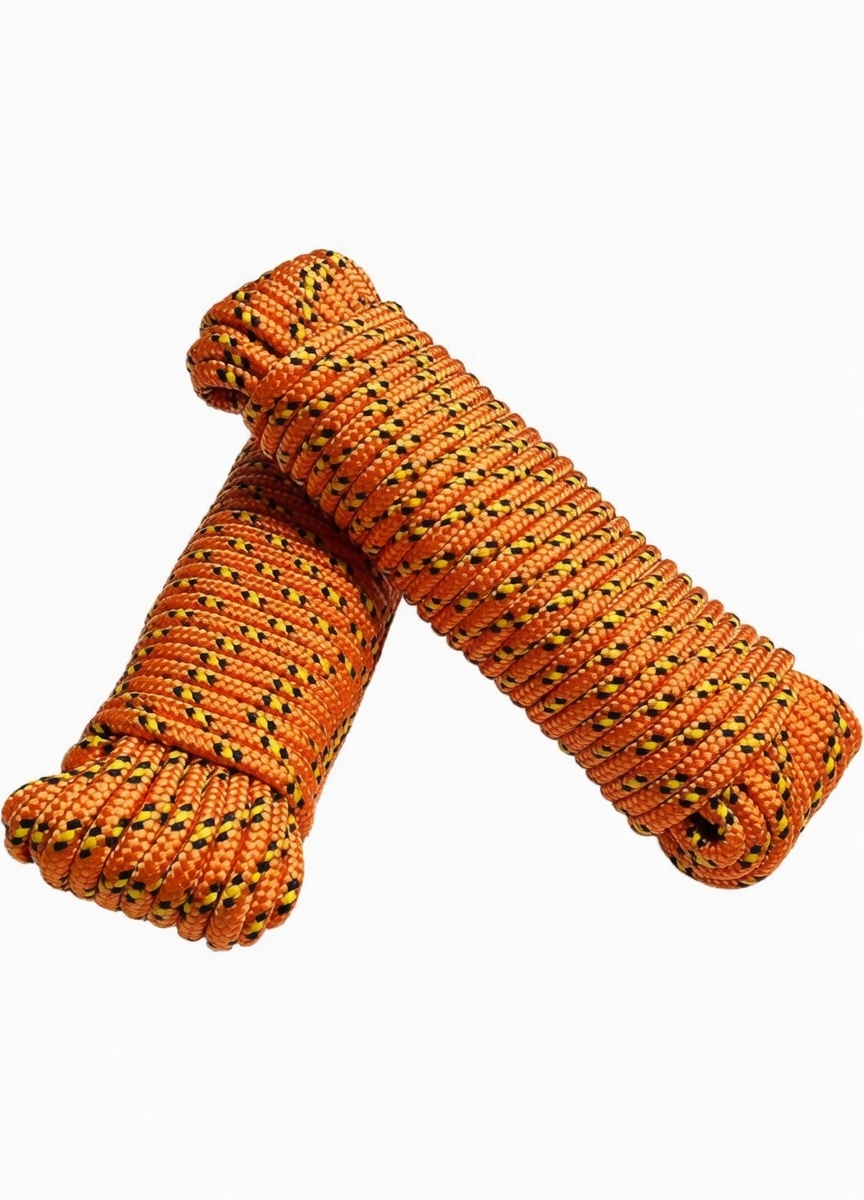 2x Lina pleciona Pp 8 mm 20 m mocna do 700kg cumownicza pomarańczowa