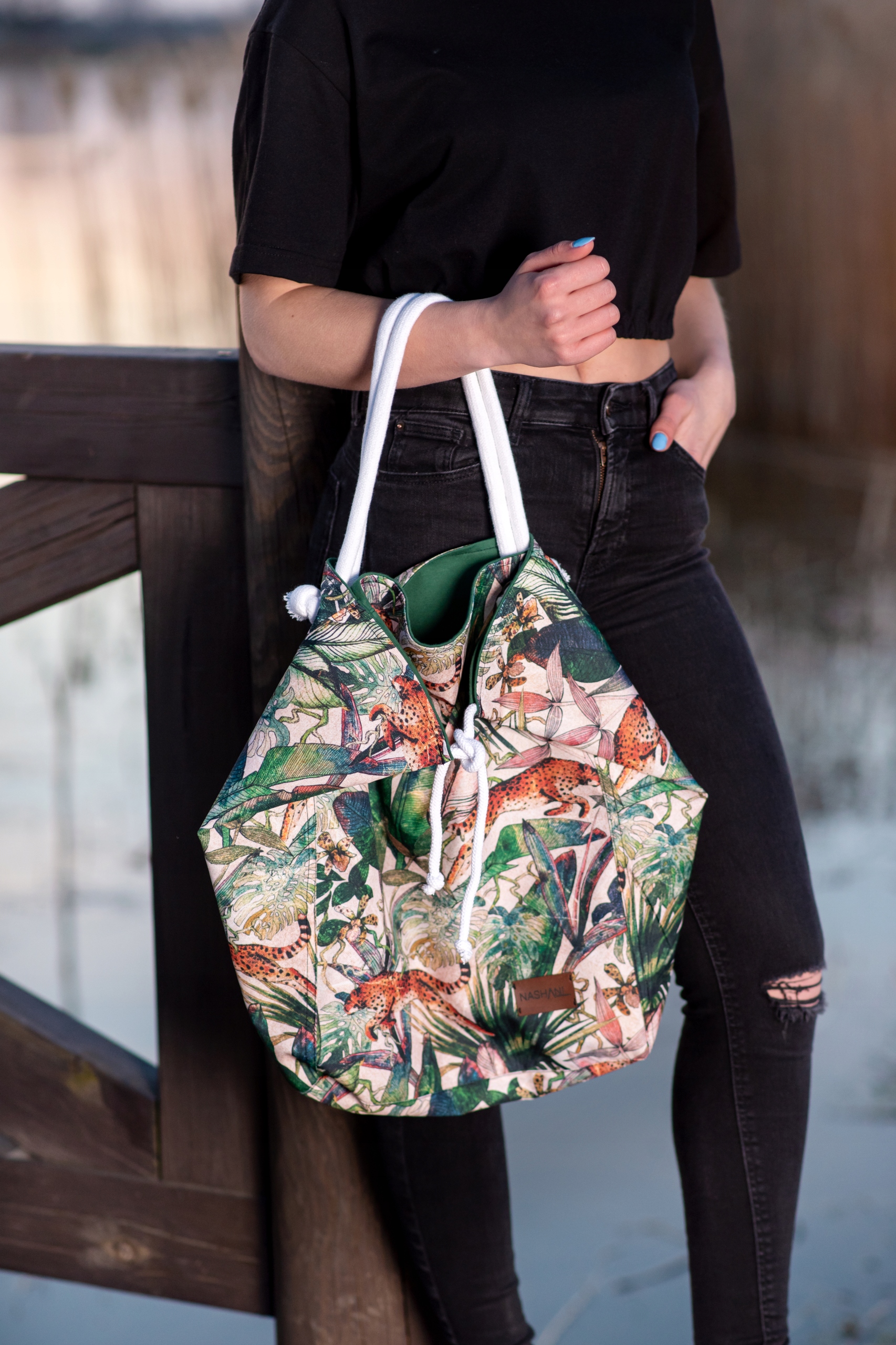 DUŻA TORBA PLAŻOWA NA RAMIĘ NA MIASTO NA PLAŻĘ Marka Nashani