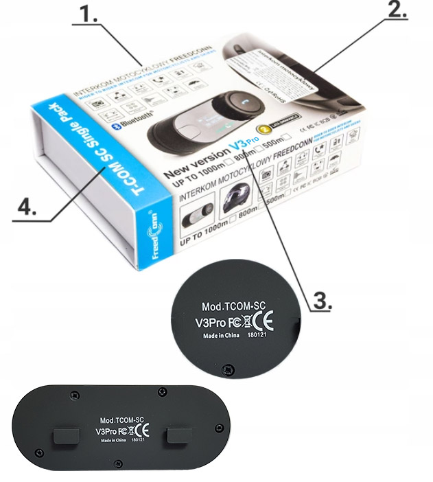INTERCOM MOTOCYKLOWY FREEDCONN BLUETOOTH NA KASK Maximum Intercom Call Time 7 h