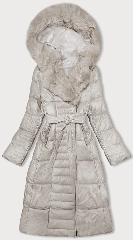 Kabát Z Ekokůže Kožešina AG9-9003 Ecru XXL (44)
