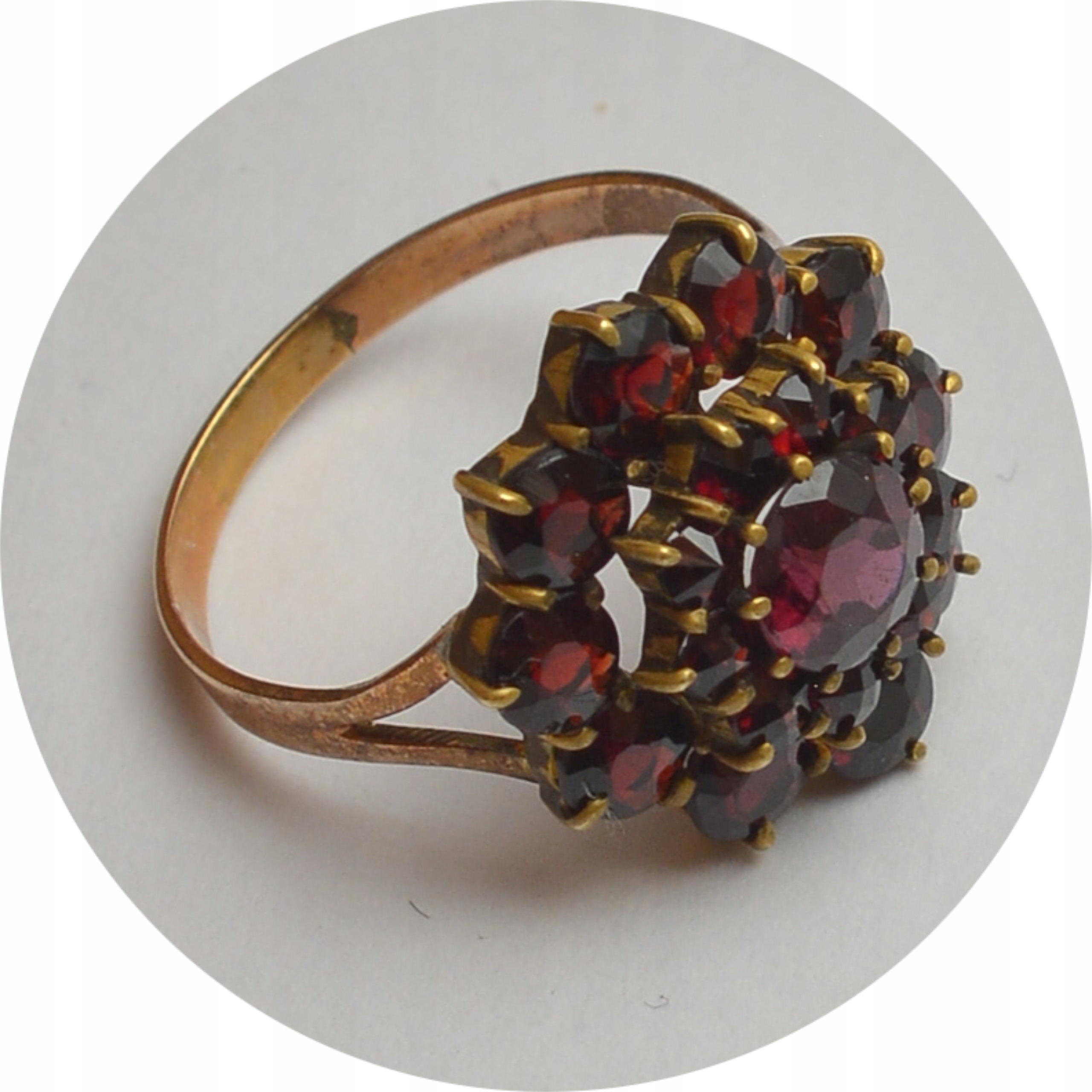 6.vv.ZŁOTY PIERŚCIONEK z GRANATAMI próba 417