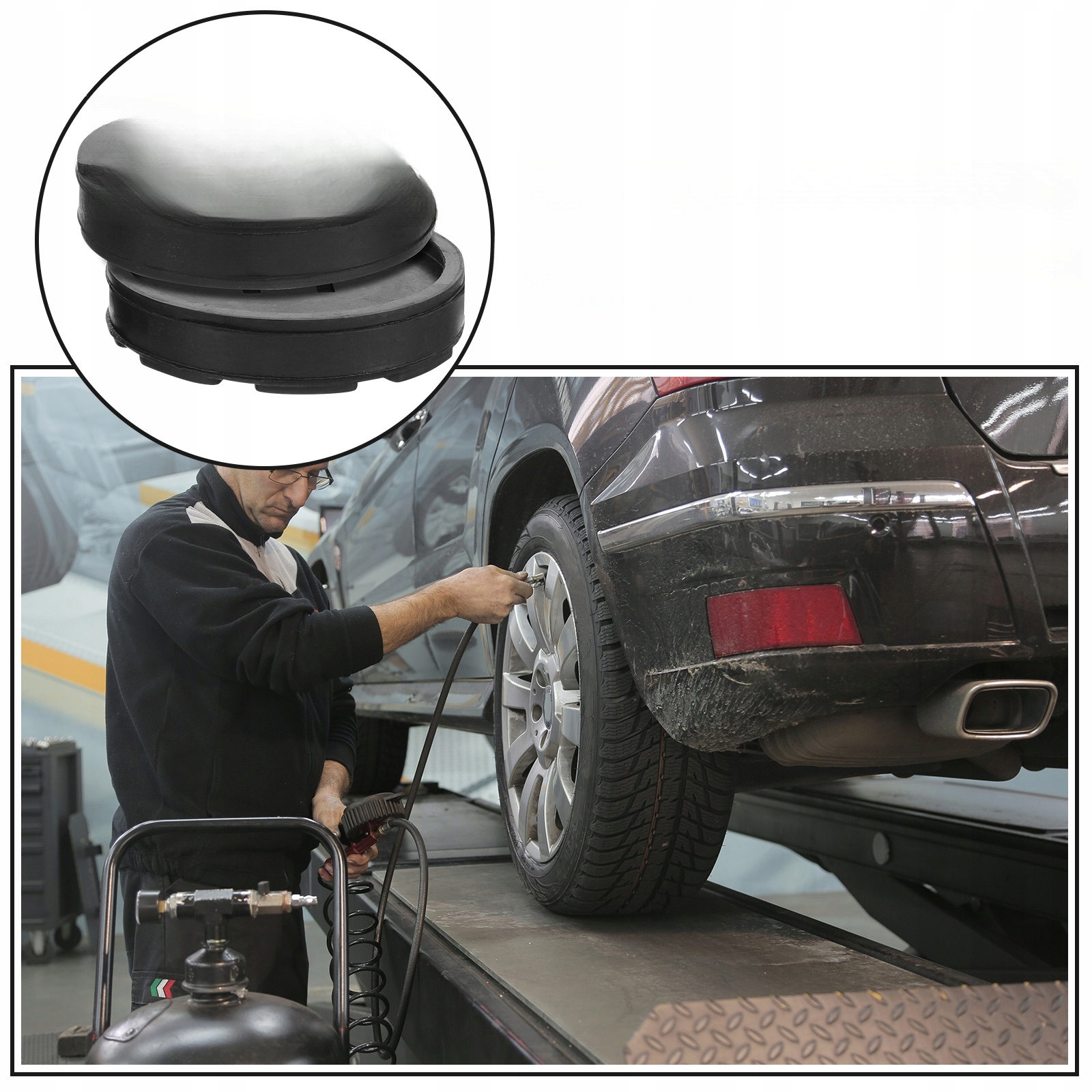 PODNOSZONA PODKŁADKA GUMOWA PODNOSZĄCA SZYNA RAMY SAMOCHODU Udźwig 1 kg