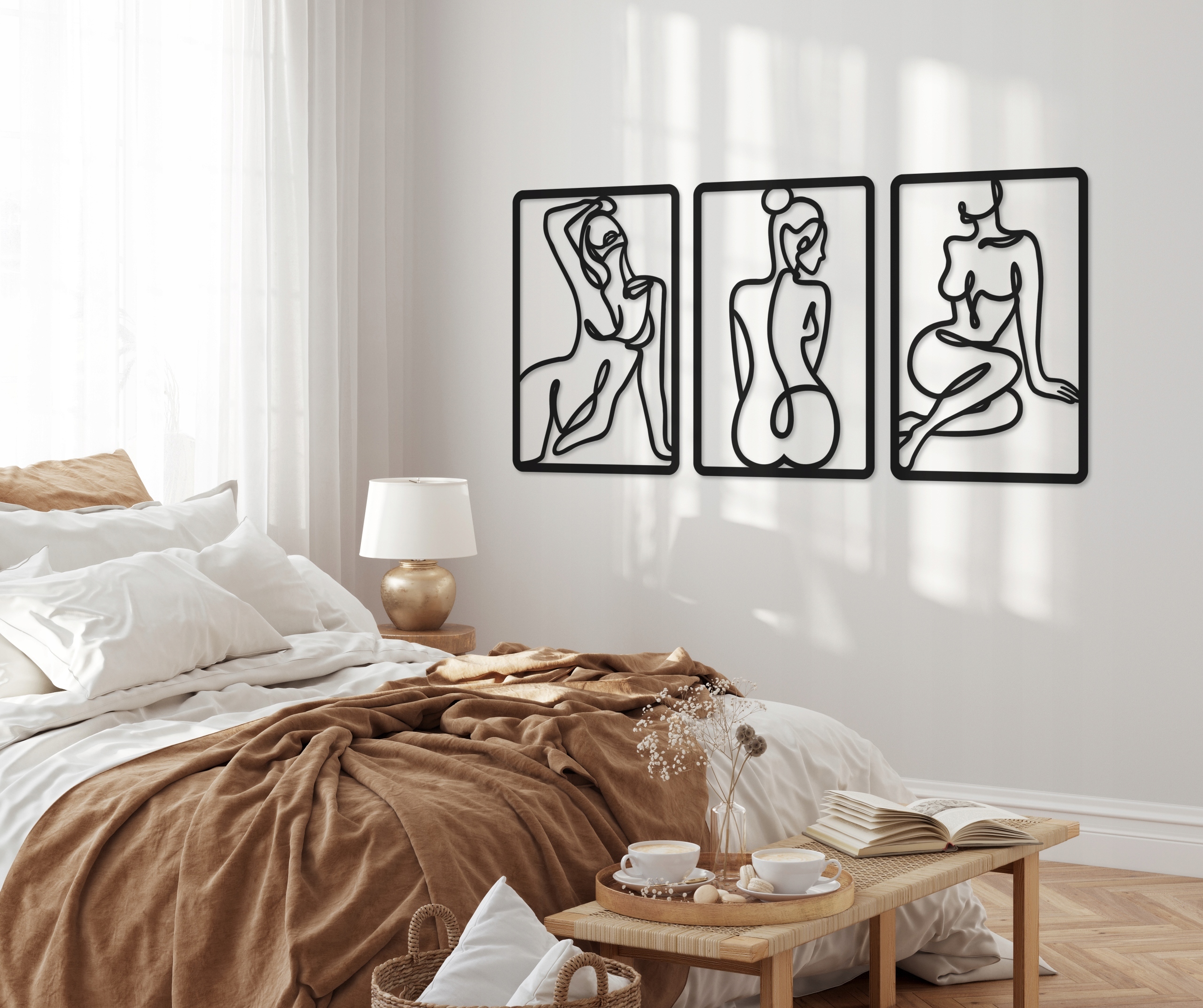 DEKORACJA ŚCIENNA OBRAZY AŻUROWE NA ŚCIANĘ TRYPTYKI DO SALONU DUŻY OBRAZ XL Kolor ramy czerń