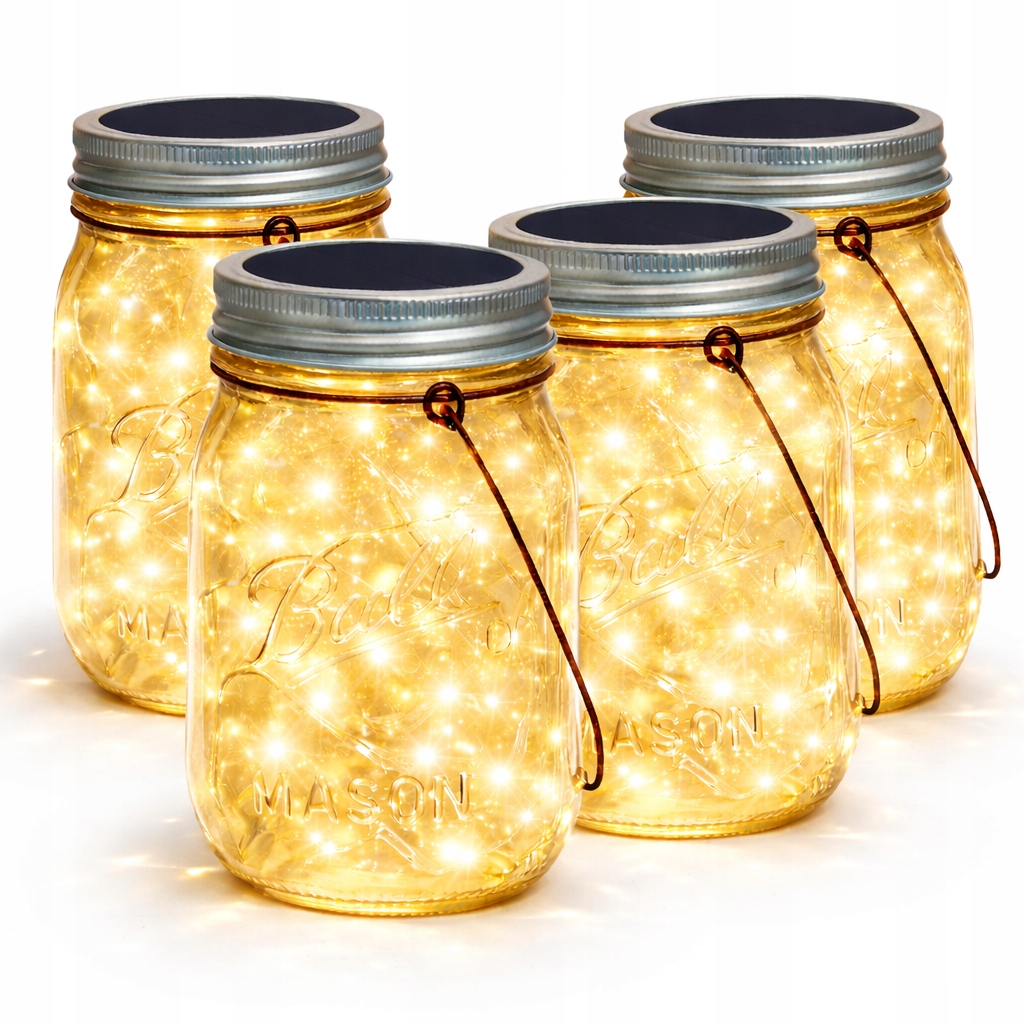 Lampka Solarna Ogrodowa Słoik 20LED Duży 4szt