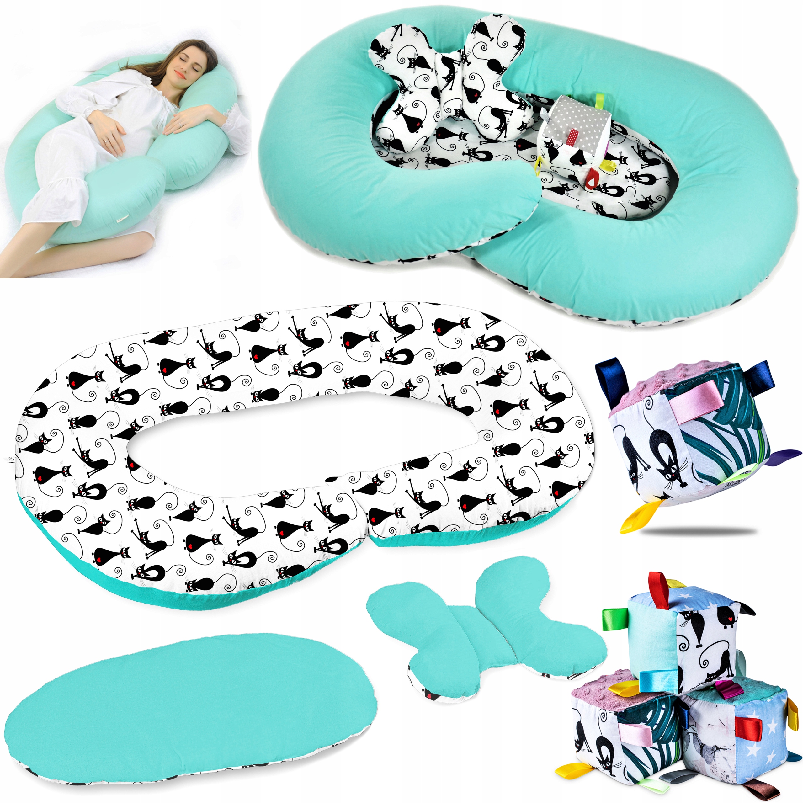 

5W1zestaw Poduszka ciążowa C Motylek Kostka W26+27