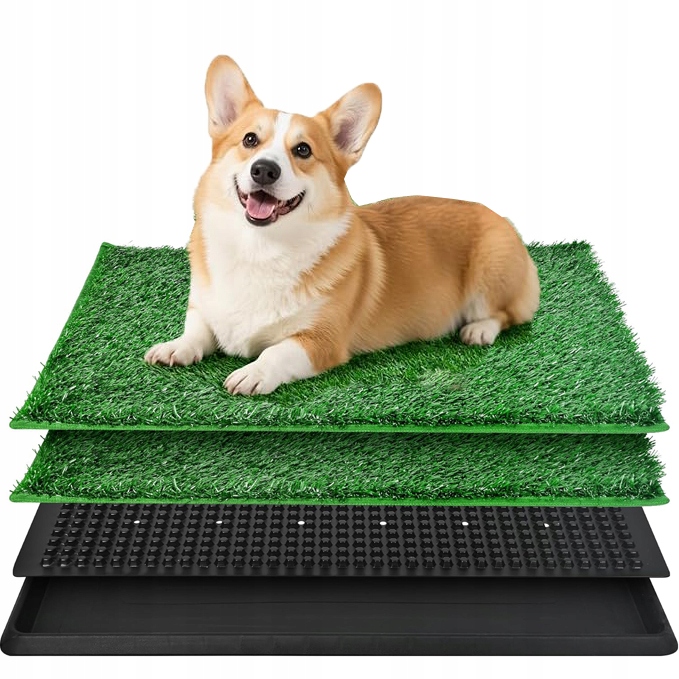 Toaleta pro psy s umělou trávou a zásobníkem, opakovaně použitelná (76x51 cm)