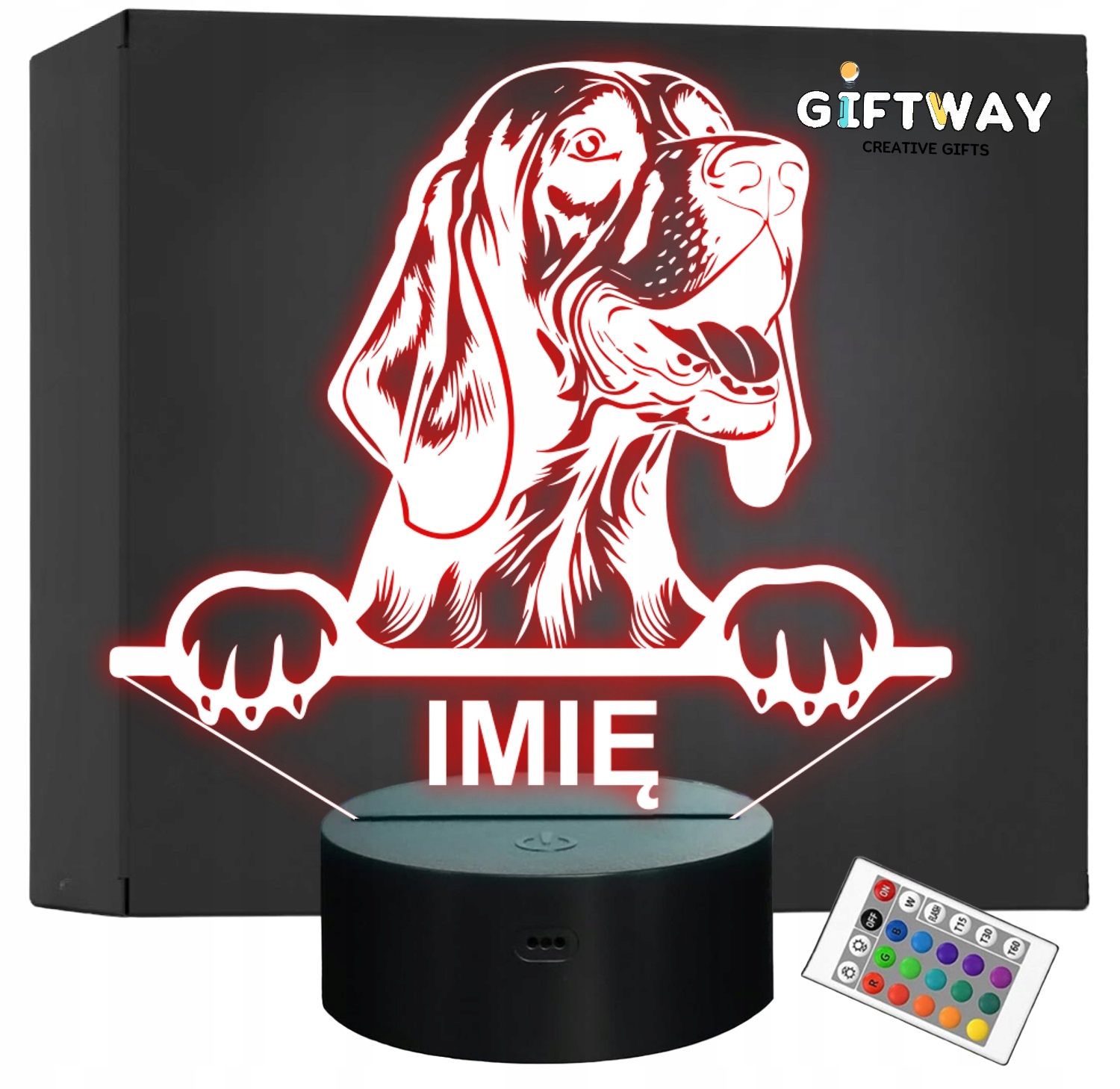 Lampka Nocna LED Bloodhound Rasa z Imieniem na Prezent