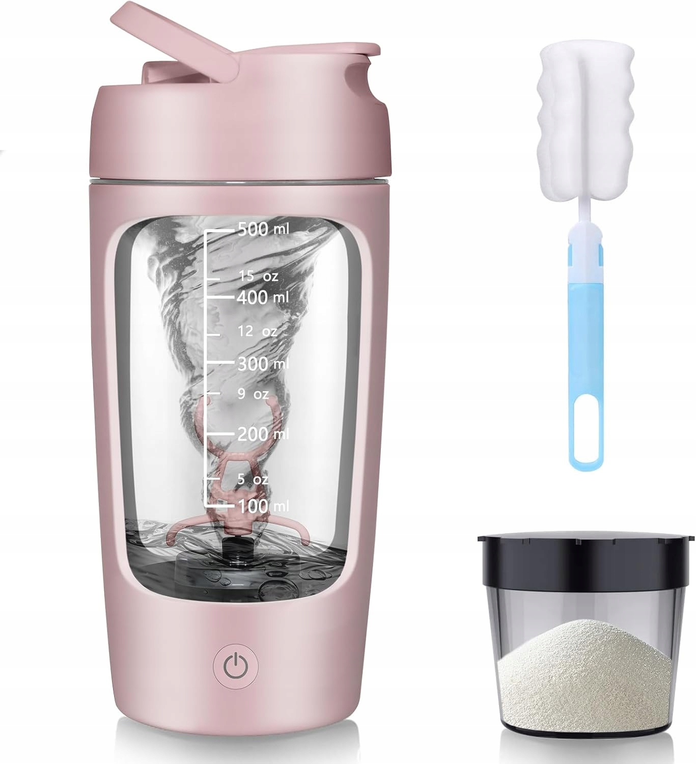 Shaker Blender Kielichowy Elektryczny Do Białka Butelka 650ml Różowy
