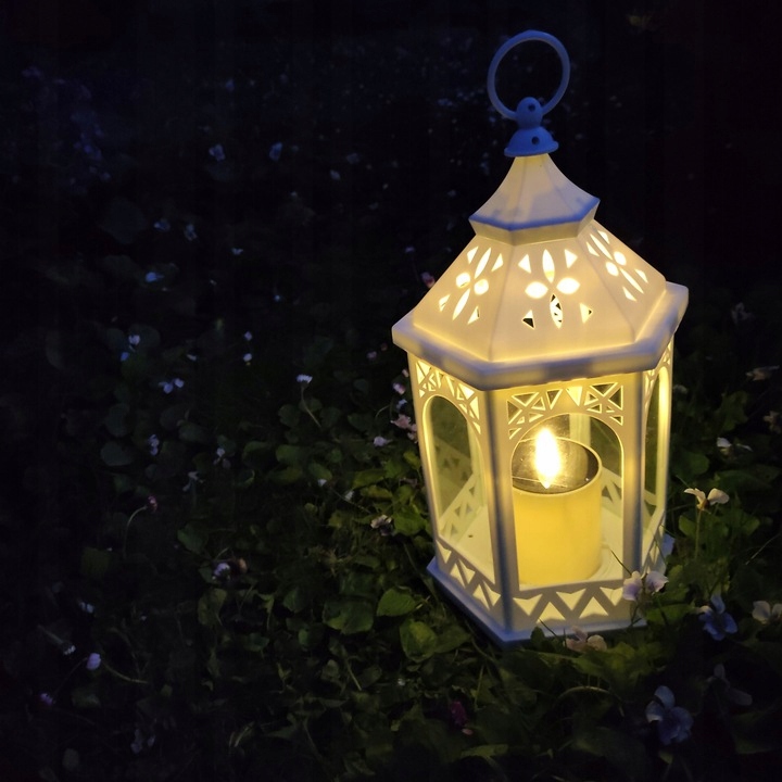 ZNICZ LATARENKA Solarna 36cm biała do ogrodu lub na grób MAMY Typ LED