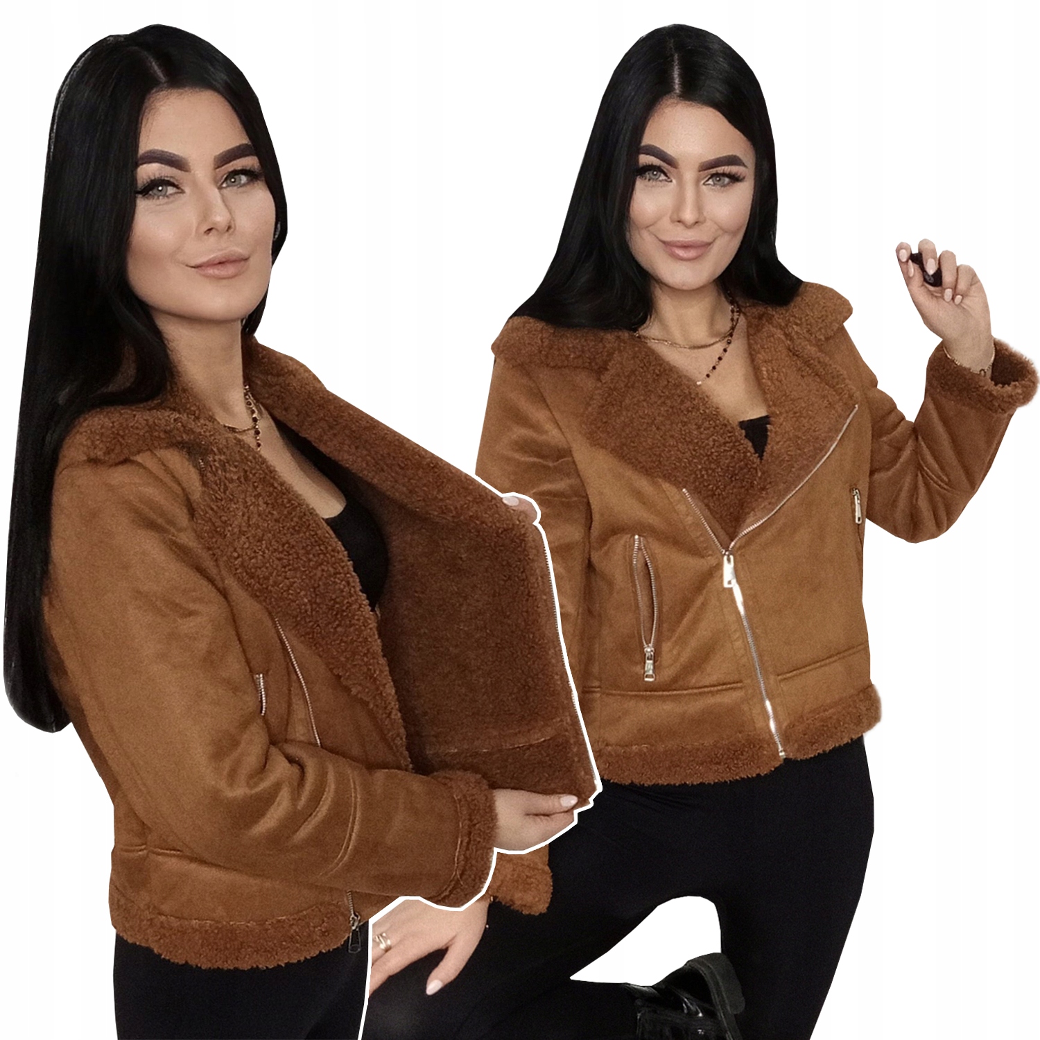 Ramoneska Semišový Kožich Camel