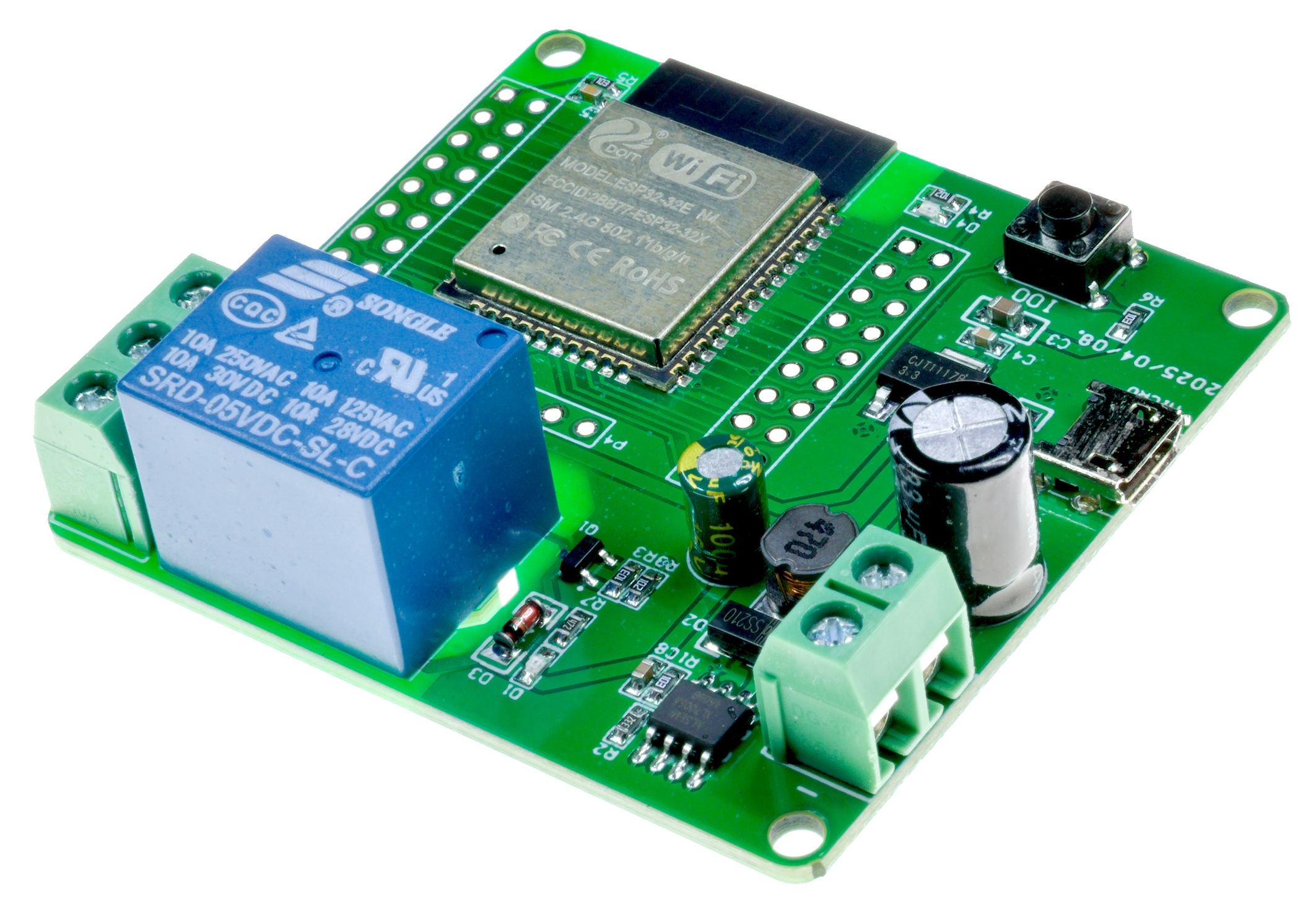 Модуль ESP32-32e драйвера IMZ с 1 реле постоянного тока