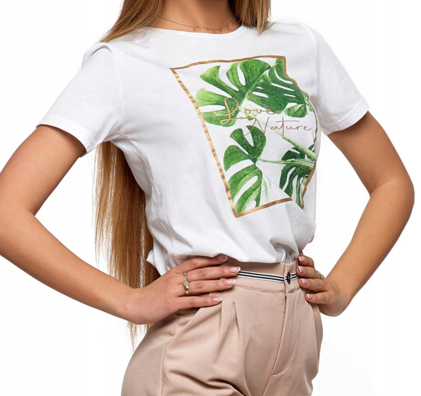 

Moraj damska bluzka t-shirt biały monstera L