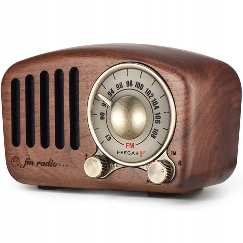 CYBORIS Retro radio z głośnikiem Bluetooth, drewno orzechowe