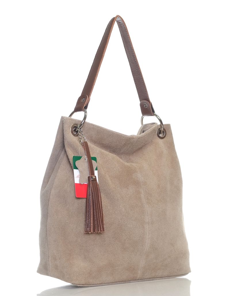 VERA PELLE Włoska Zamszowa TOREBKA worek SKÓRA ZJ2 Marka Vera Pelle