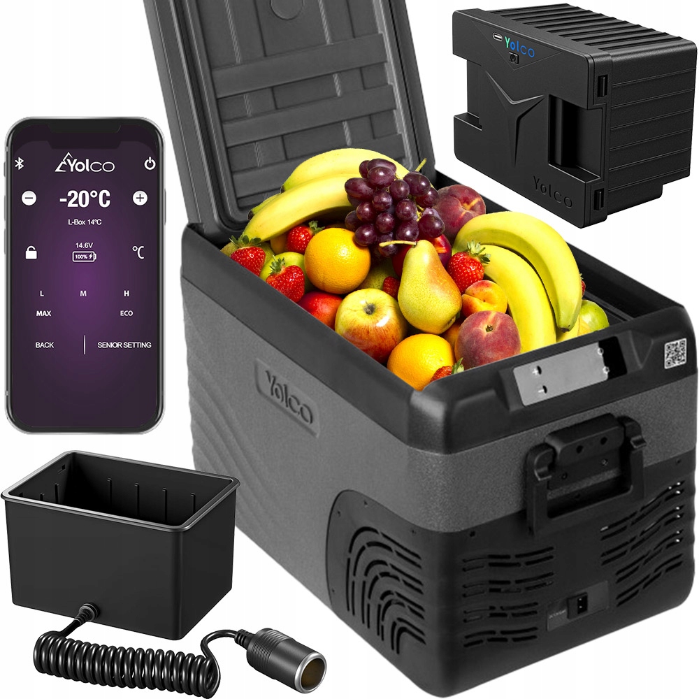 Lodówka Kompresorowa Turystyczna Do Auta Yolco KX30 25L Adapter Bateria