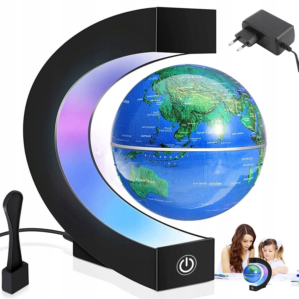 GLOBUS PODŚWIETLANY DREWNO LED APLIKACJA SFERYCZNY ROTATOR LEWITUJĄCY