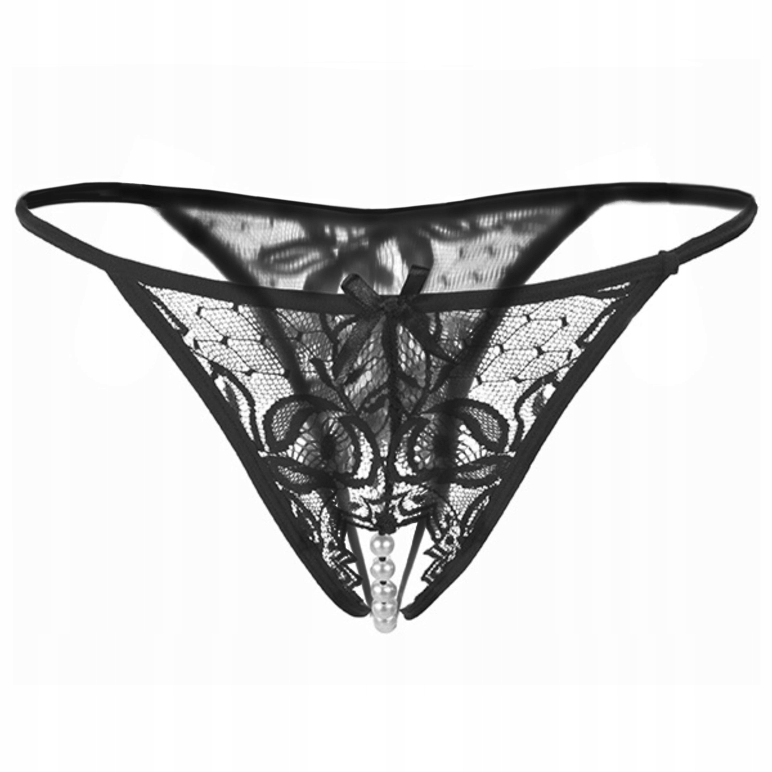 

Stringi koronkowe figi stymulujące Perełki otwarte