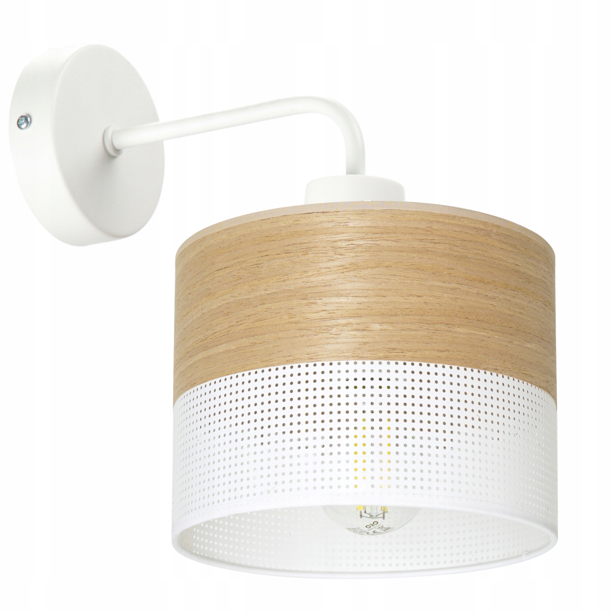 Nástěnná Lampa Ažurová Stínidlo 20 CM Díry Oblouk Dřevo Loft Polská