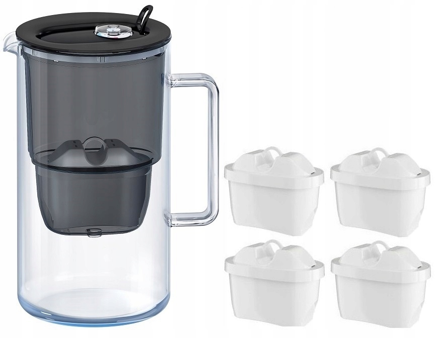 Dzbanek Filtrujący Aquaphor Glass 2,5L Szklany Czarny +4 Filtry