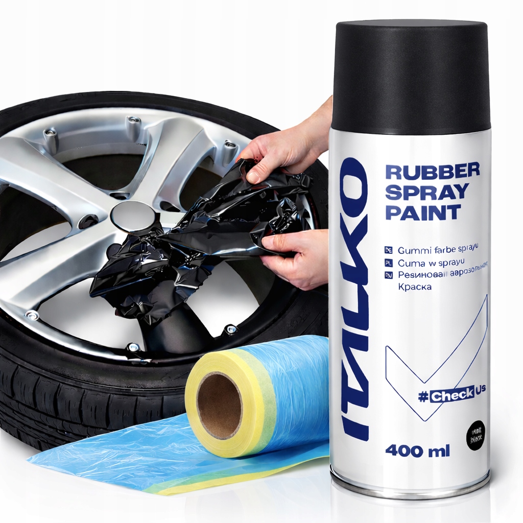 GUMA W SPRAYU CZARNY MAT 400ML PŁYNNA GUMA FOLIA DO FELG ZMIANA KOLORU