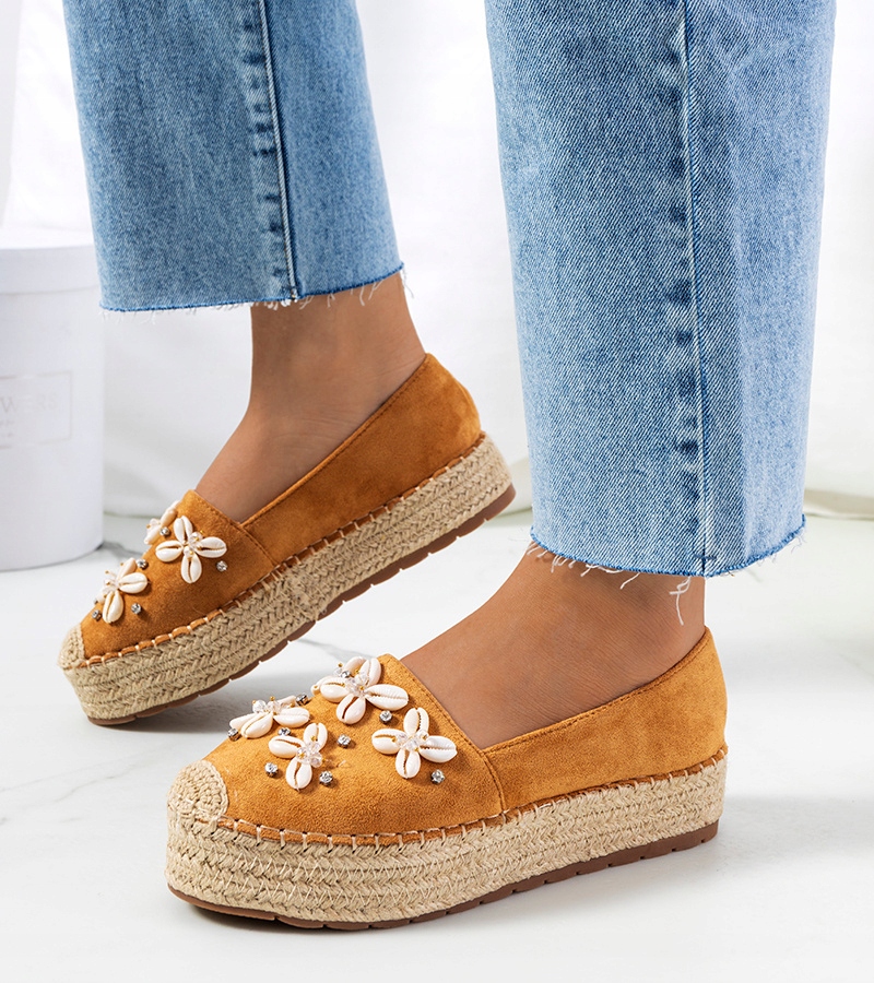 Brązowe espadryle na platformie muszelki H8-187 15860 rozmiar 38 Płeć kobieta