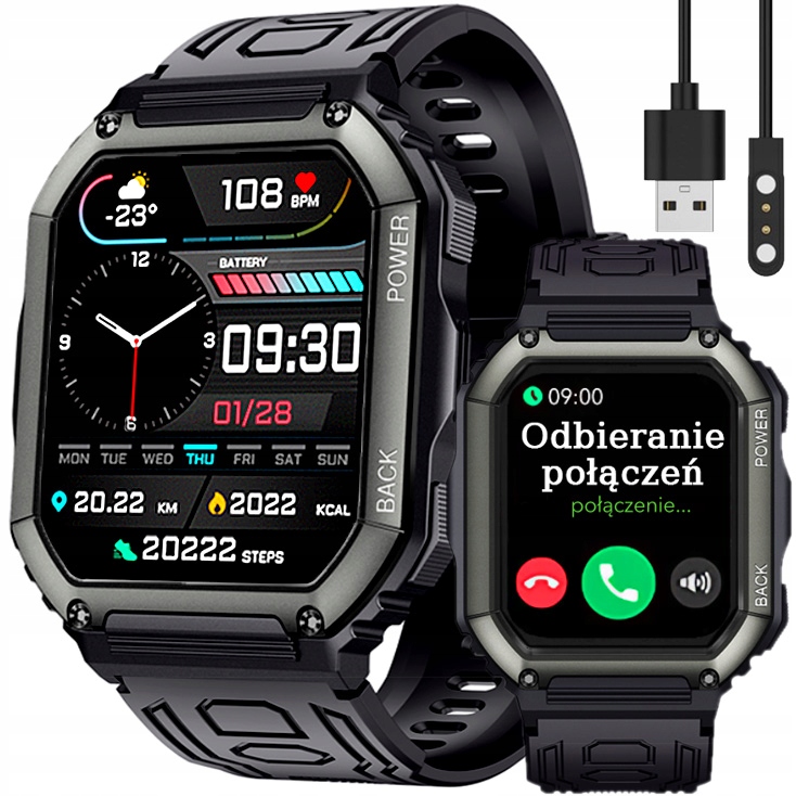 

Zegarek męski Smartwatch Rubicon Rozmowy Kroki Sms