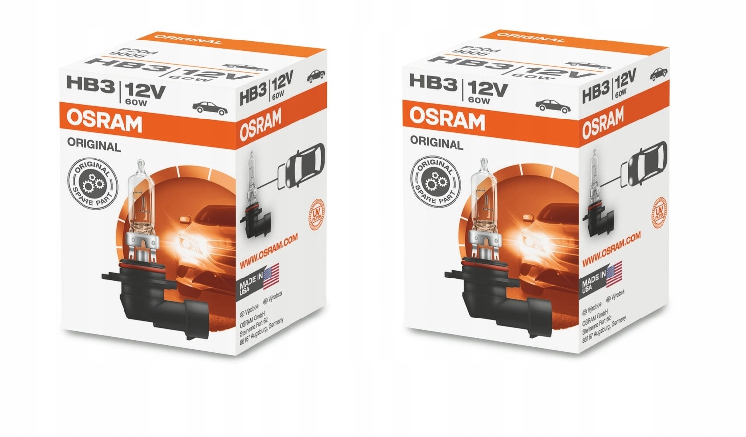 2X Żarowka 12V HB3 60W P20D 1- Szt Osram