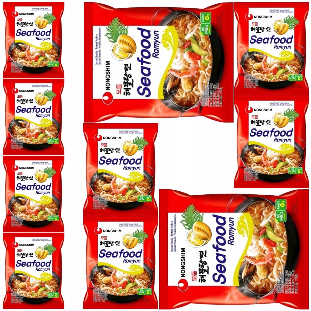 10x Korejská instantní polévka Ramyun s mořskými plody 125 g Nong Shim