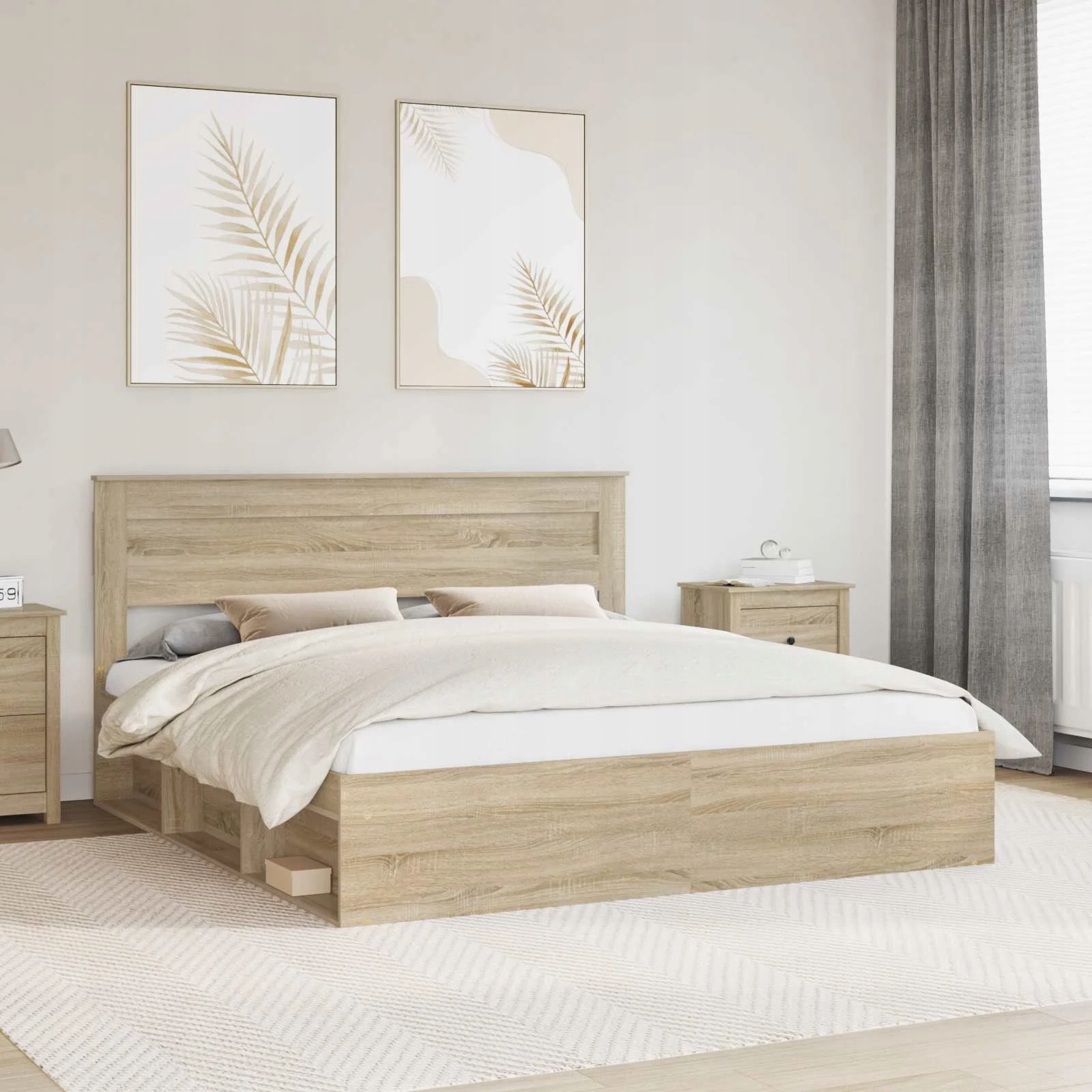 vidaXL Rám postele s čelo Sonoma 200 x 200 cm Masivní borové dřevo