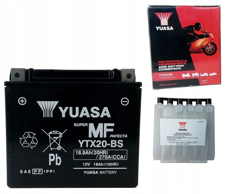 Аккумулятор AGM YUASA YTX20-BS 12V 18AH 270a