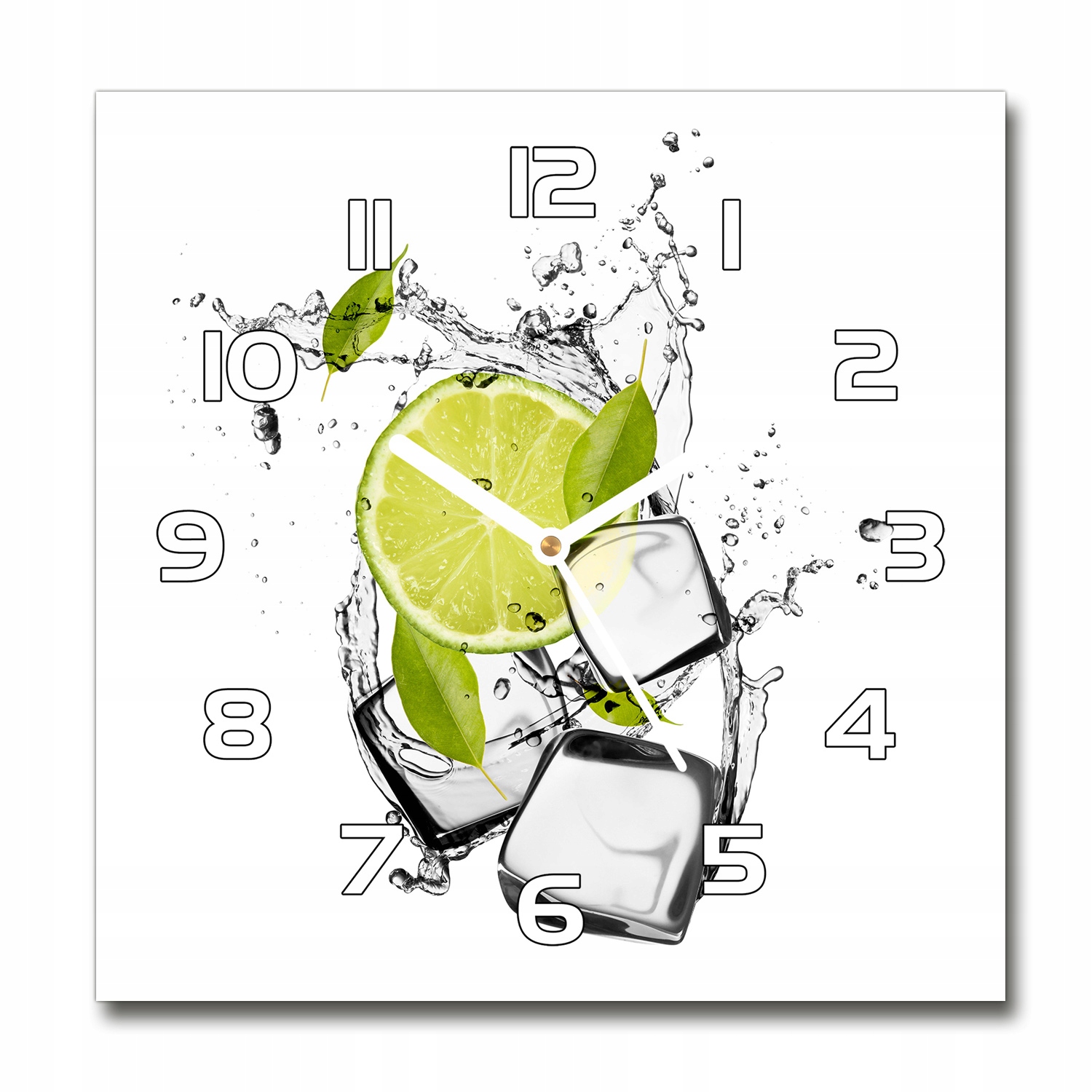 

Zegar szklany kwadratowy Limonka z lodem 30x30 cm