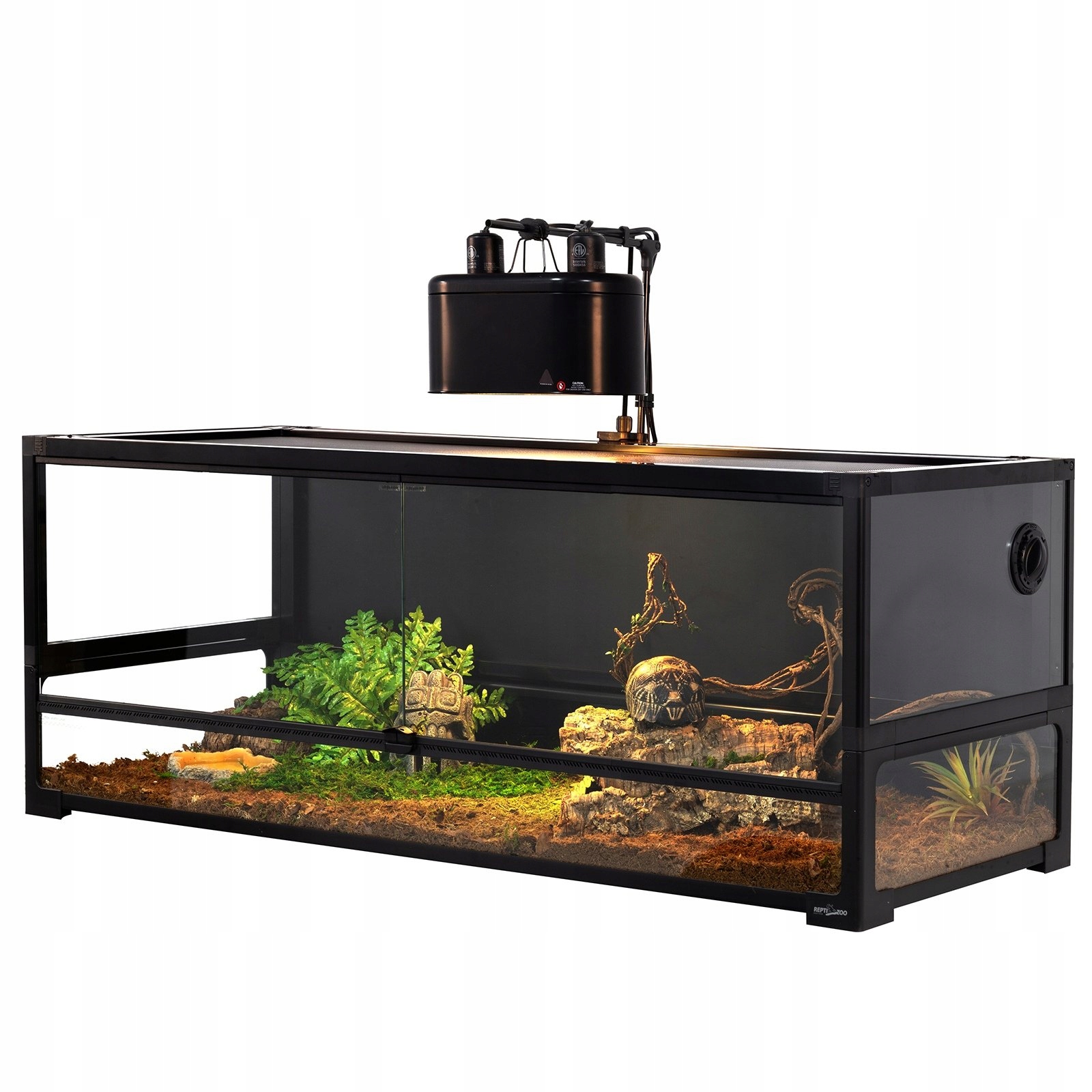 Szklane Terrarium Z Zabudowaną Ścianką Tylną Duże Wentylowane 90x60x45 cm