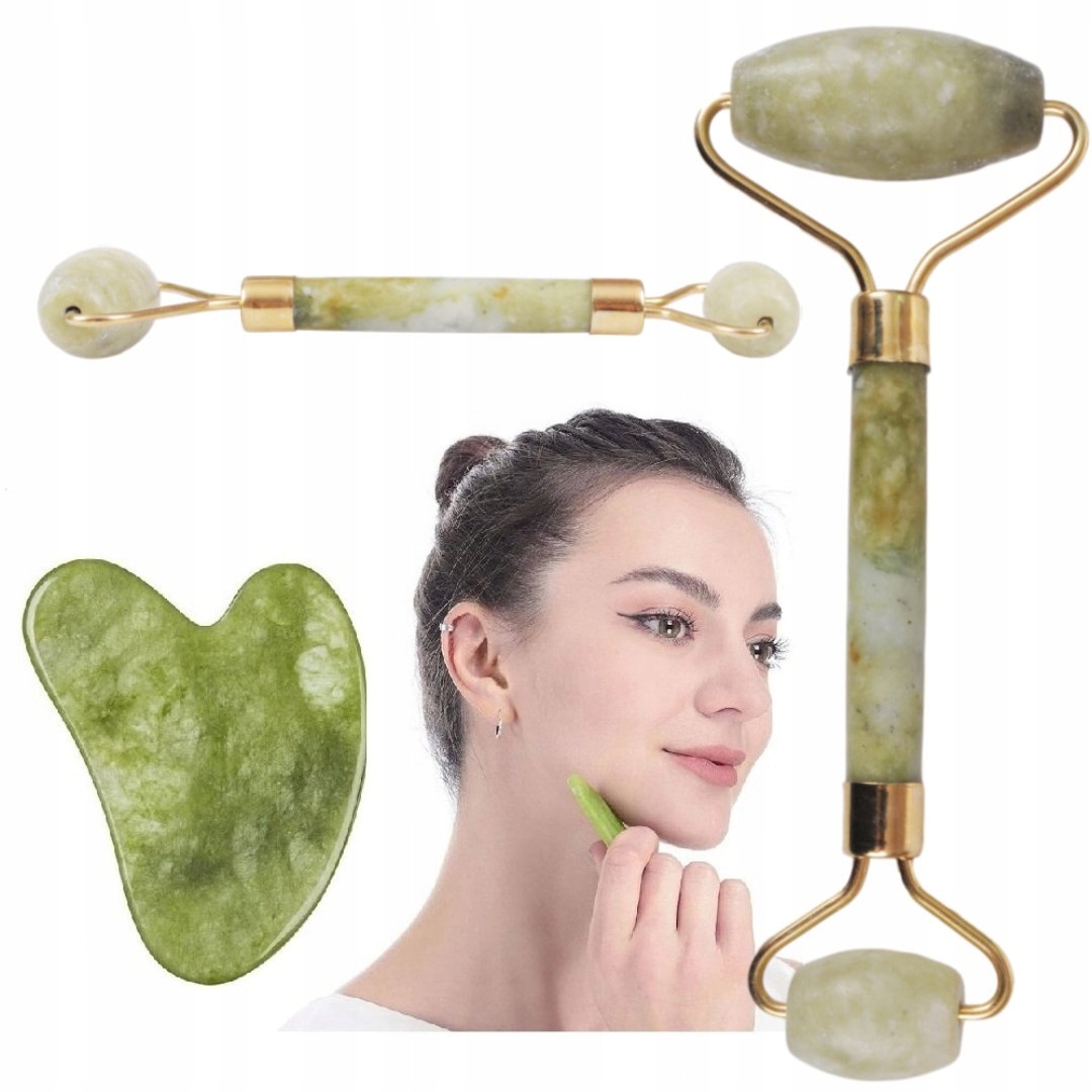 

Masażer Do Twarzy+ Kamień Jadeitowy Gua Sha Zestaw