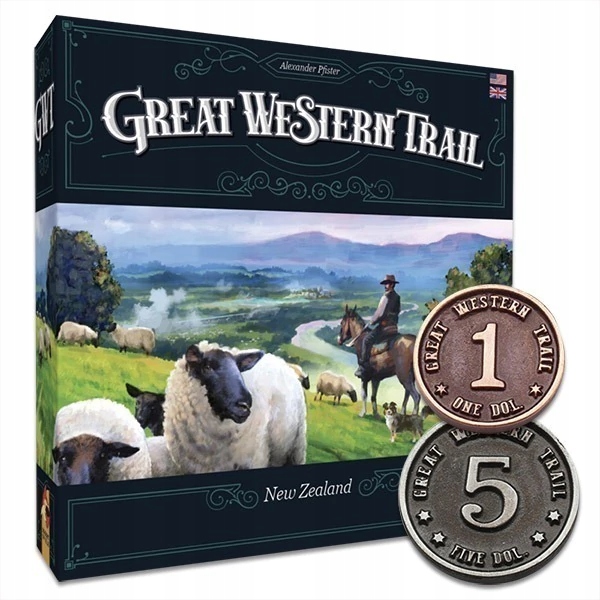 ZESTAW 67 METALOWYCH MONET ZAMIENNIK DO GRY GREAT WESTERN TRAIL NEW ZEALAND