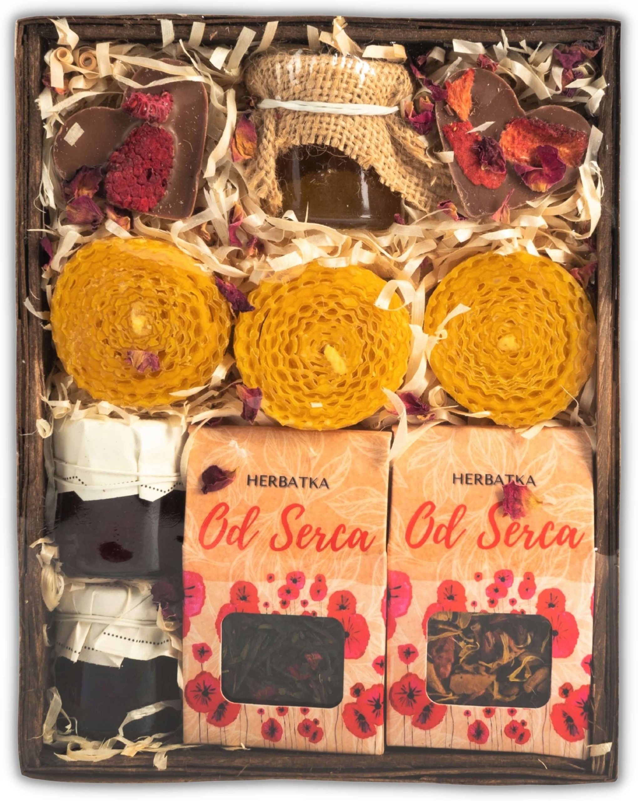 Levně malý Koš Dárek konfiturky med čajová svíčka