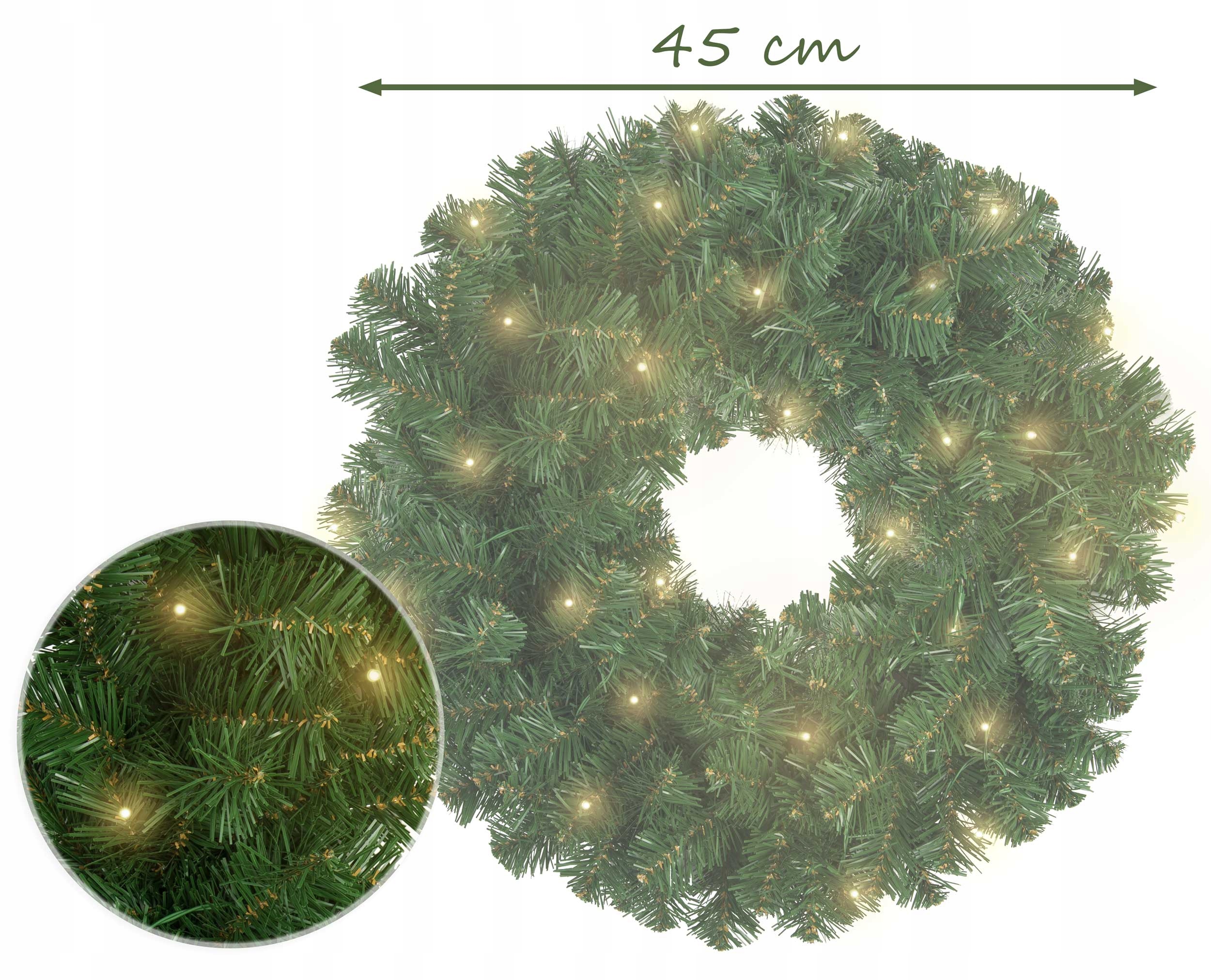 WIENIEC STROIK ŚWIĄTECZNY DEKORACJA LED 45CM Kod producenta 4839