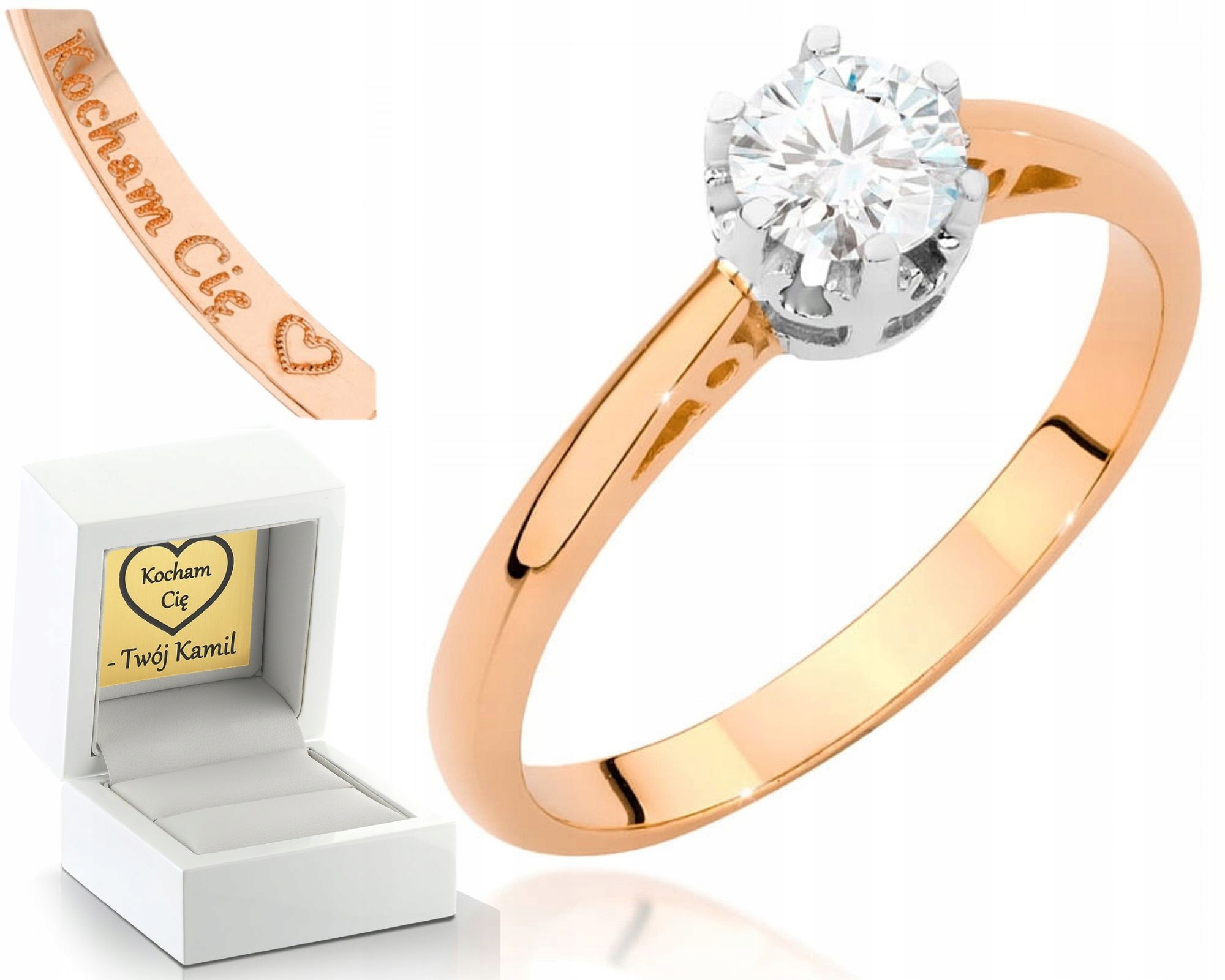 Růžové Zlato Prstýnek Diamant Brylant 585 Gravírování