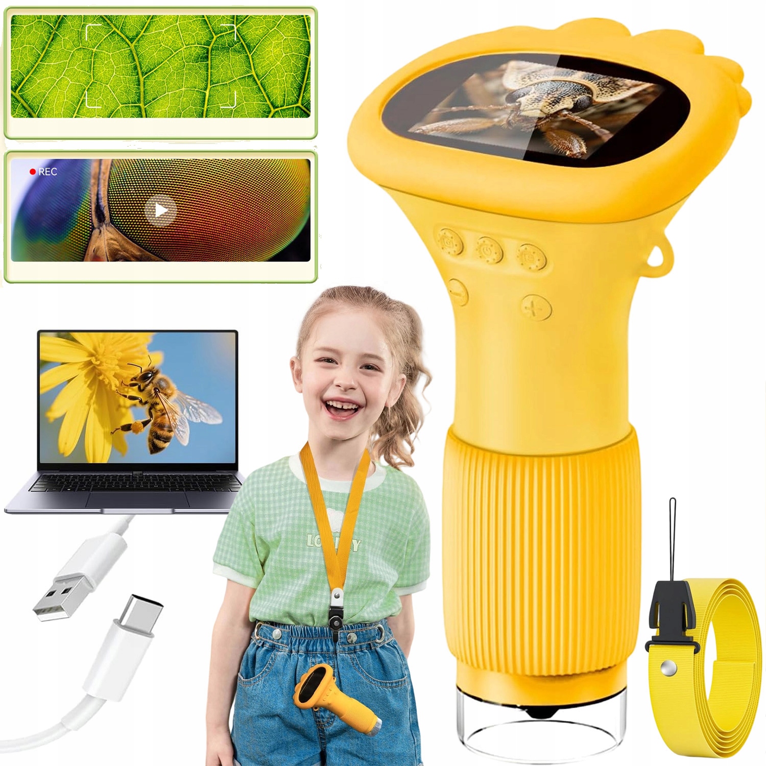 Digitální Mikroskop Pro Děti, Vzdělávací, Přenosný, Kapesní, Dětský Led