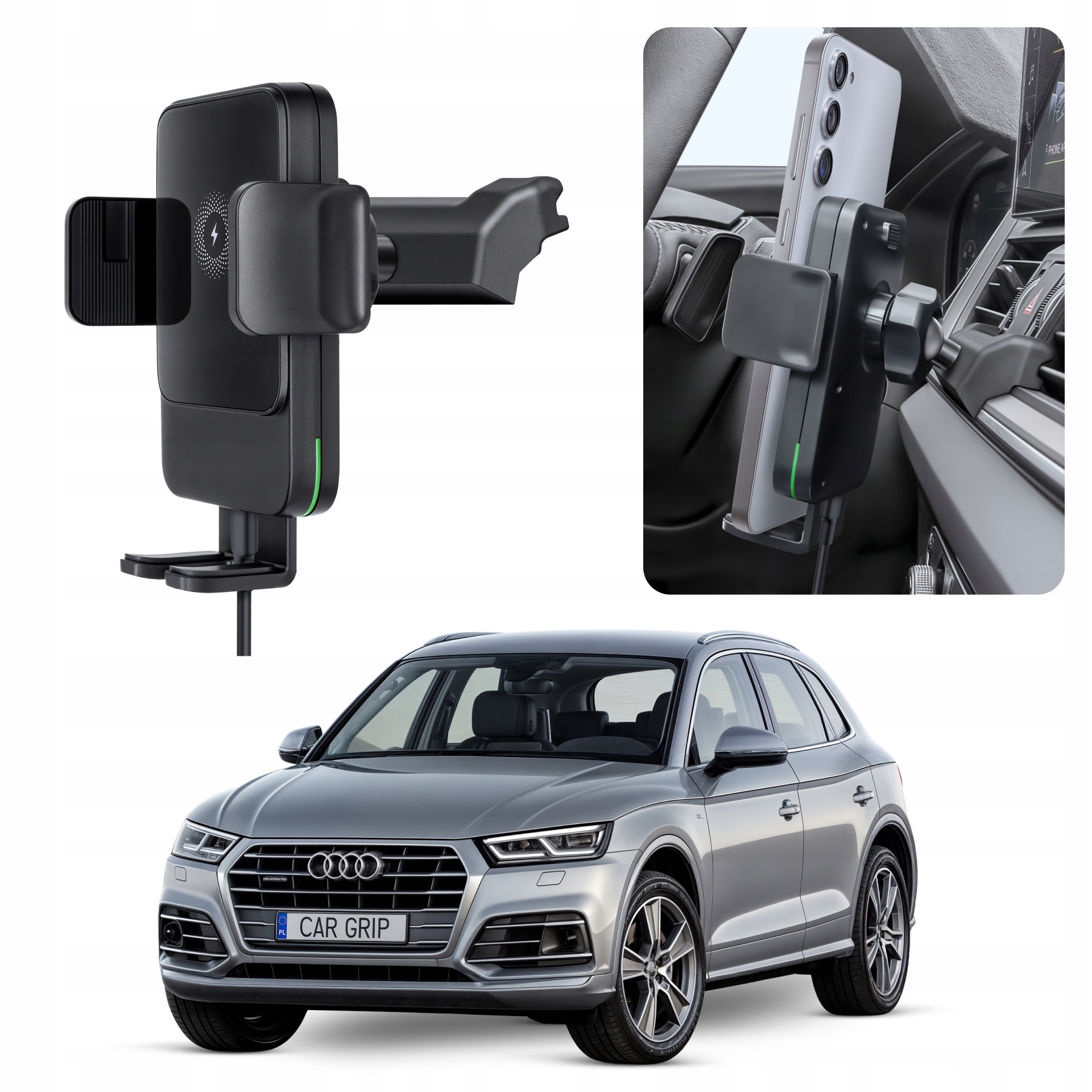 Uchwyt Grawitacyjny z ładowaniem Qc 3.0 dedykowany do Audi Q5 Fy (2017-)