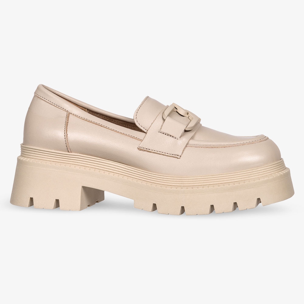 MOKASYNY DAMSKIE SKÓRZANE Z ŁAŃCUCHEM PLATFORMA 39 Oryginalne opakowanie producenta pudełko