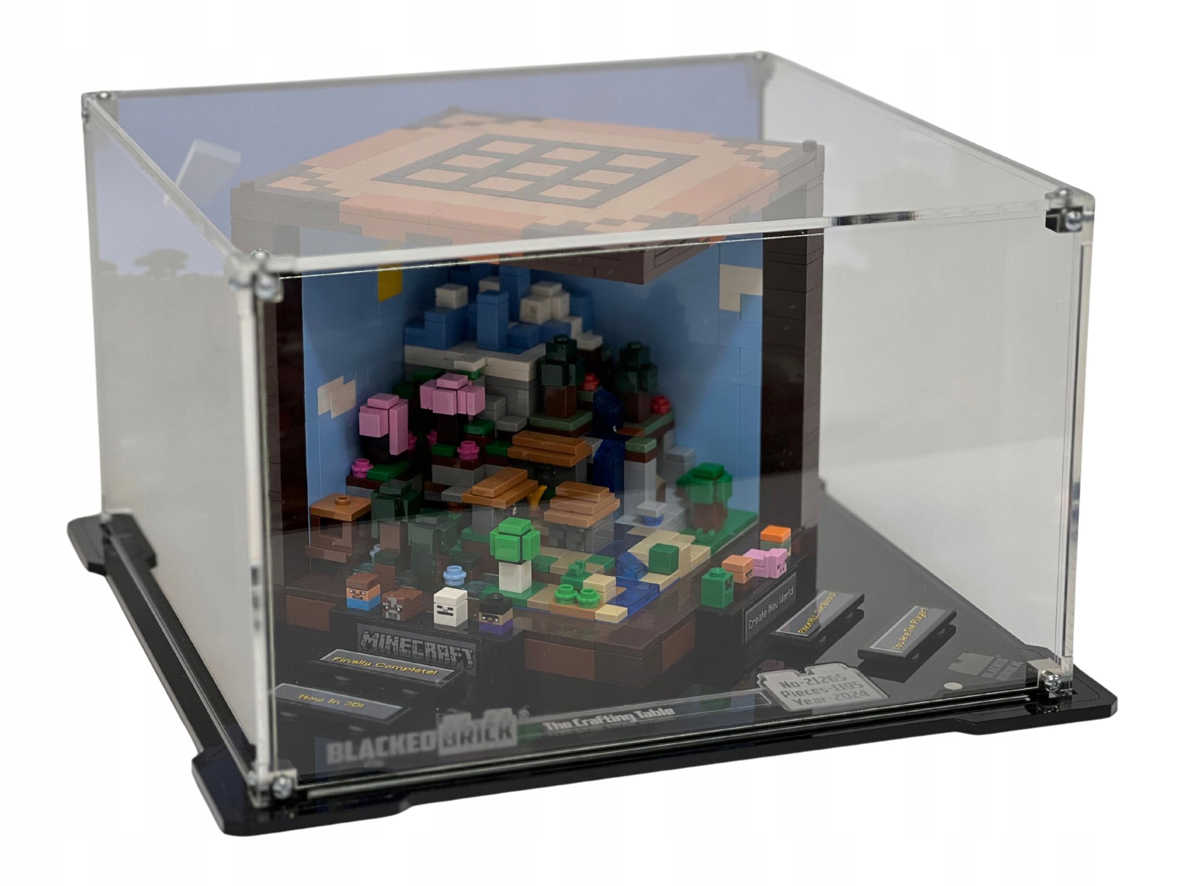 Vitrína s pozadím Blacked Brick pre Lego Minecraft 21265 Pracovný stôl